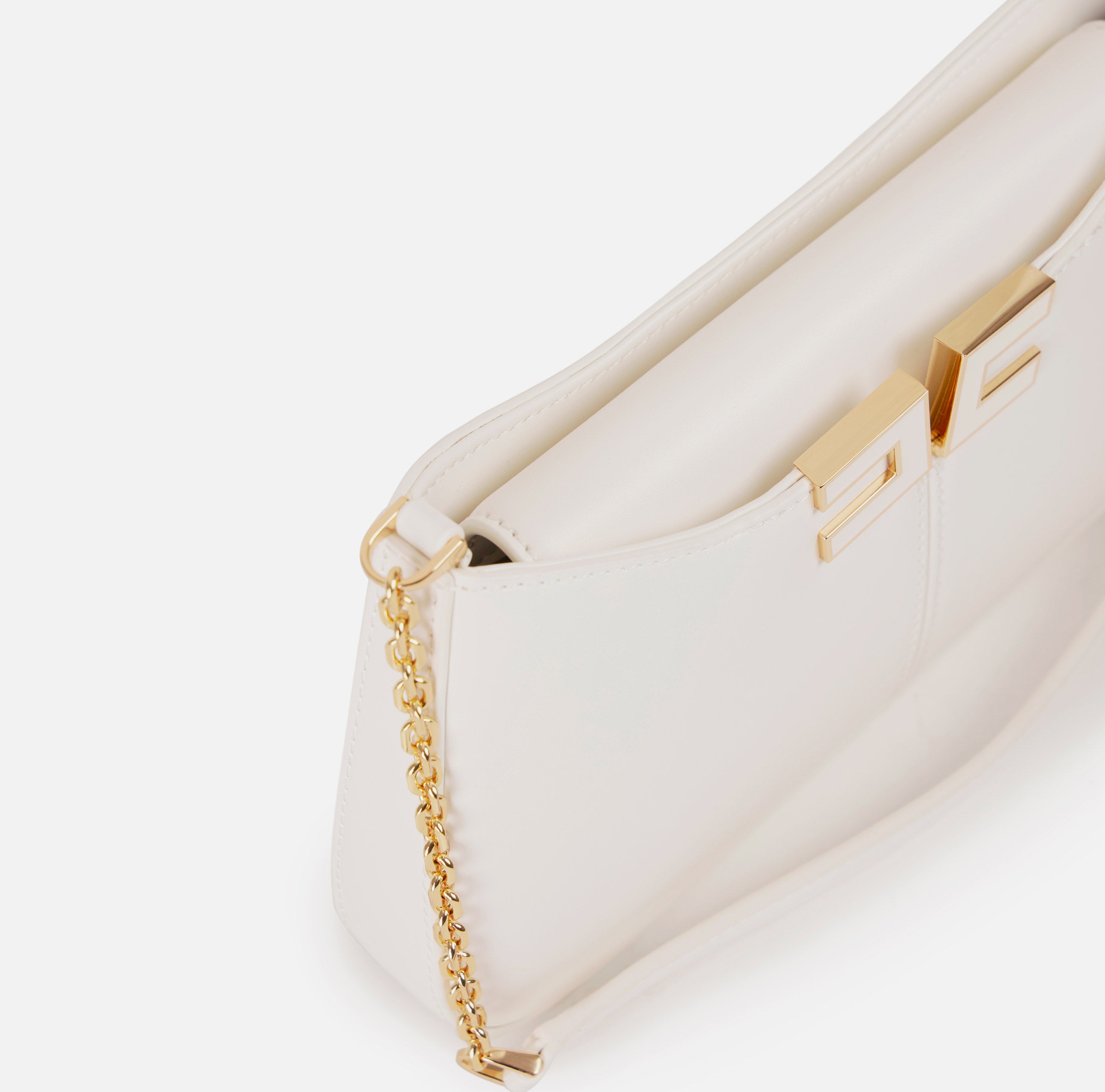 ELISABETTA FRANCHI Borsa a Spalla Ecopelle Logo-Avorio