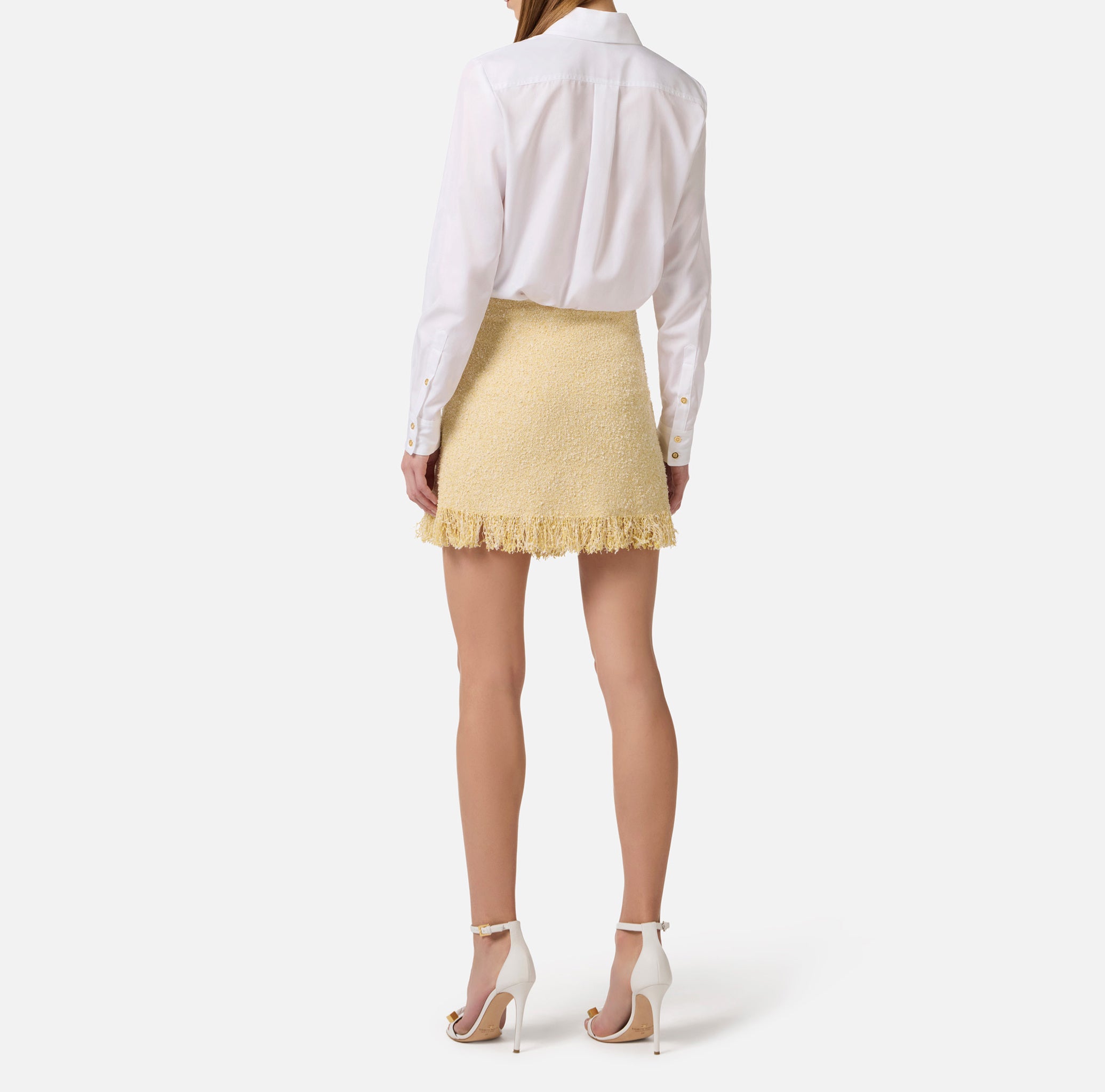 ELISABETTA FRANCHI Camicia Cotone Ricamo Logo-Bianco