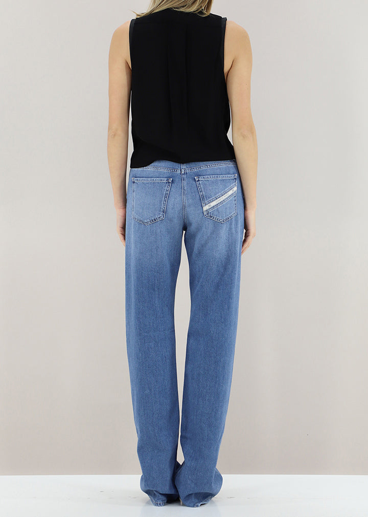 ELISABETTA FRANCHI Top Georgette Viscosa Bottoni-Nero