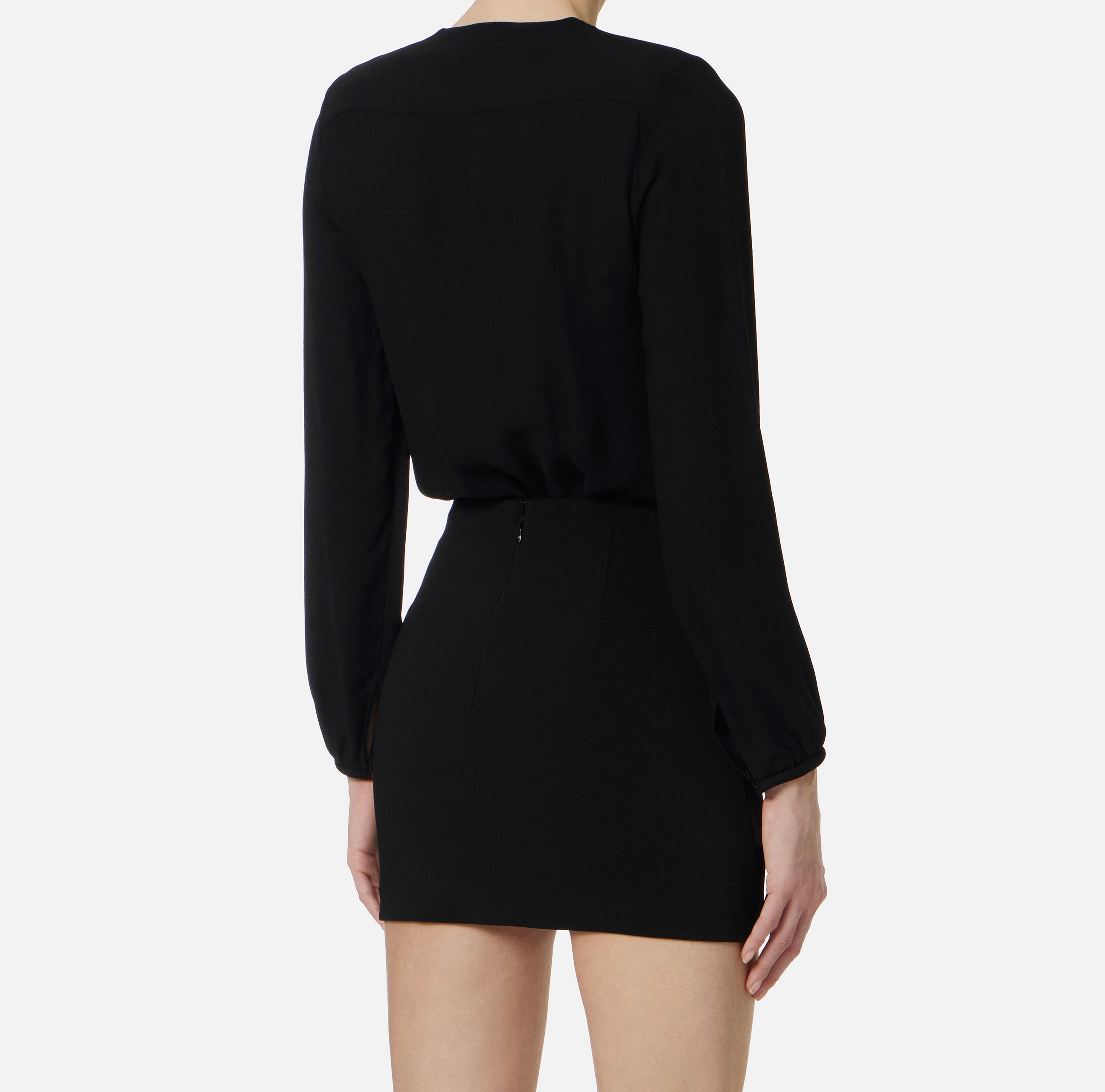ELISABETTA FRANCHI Camicia a body Georgette Viscosa Collana-Nero