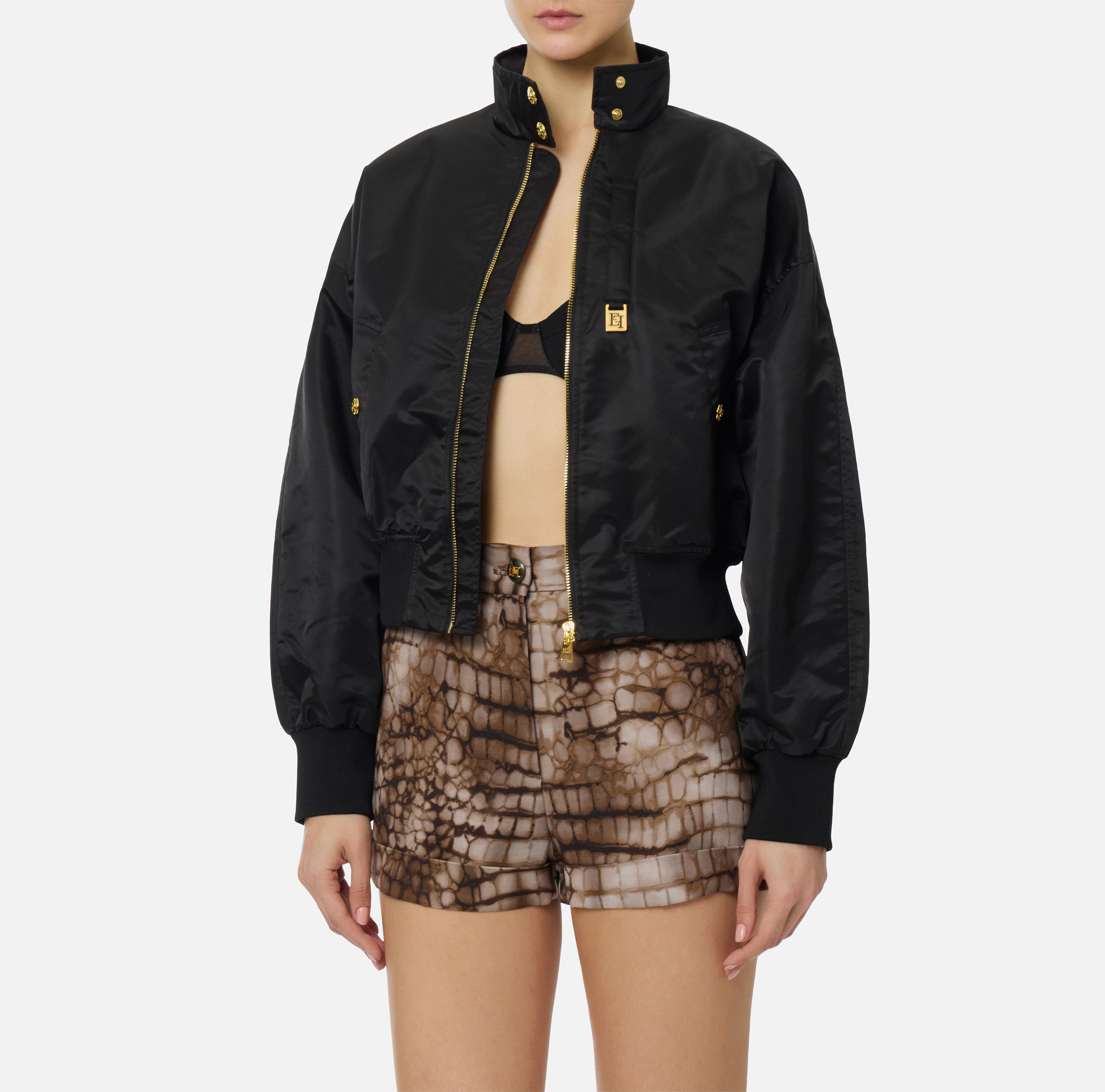 ELISABETTA FRANCHI Giubbotto Bomber Nylon-Nero