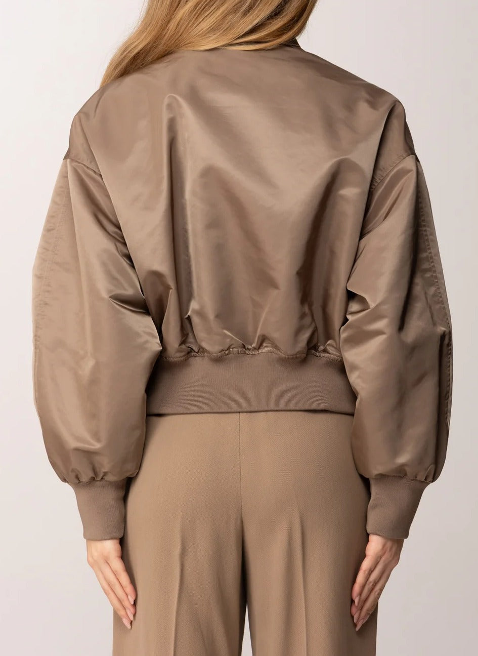 ELISABETTA FRANCHI Giubbotto Bomber Nylon-Argilla