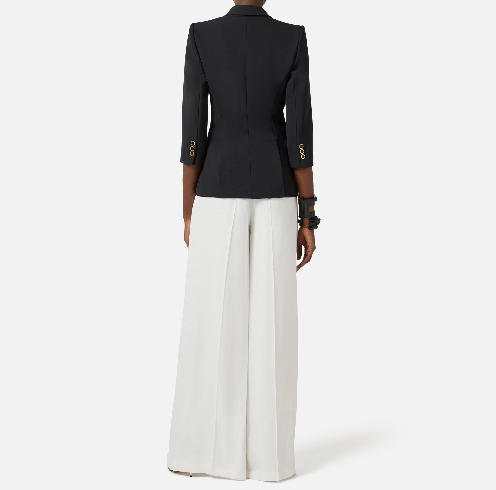 ELISABETTA FRANCHI Giacca Monopetto Doppio Crêpe Logo-Nero