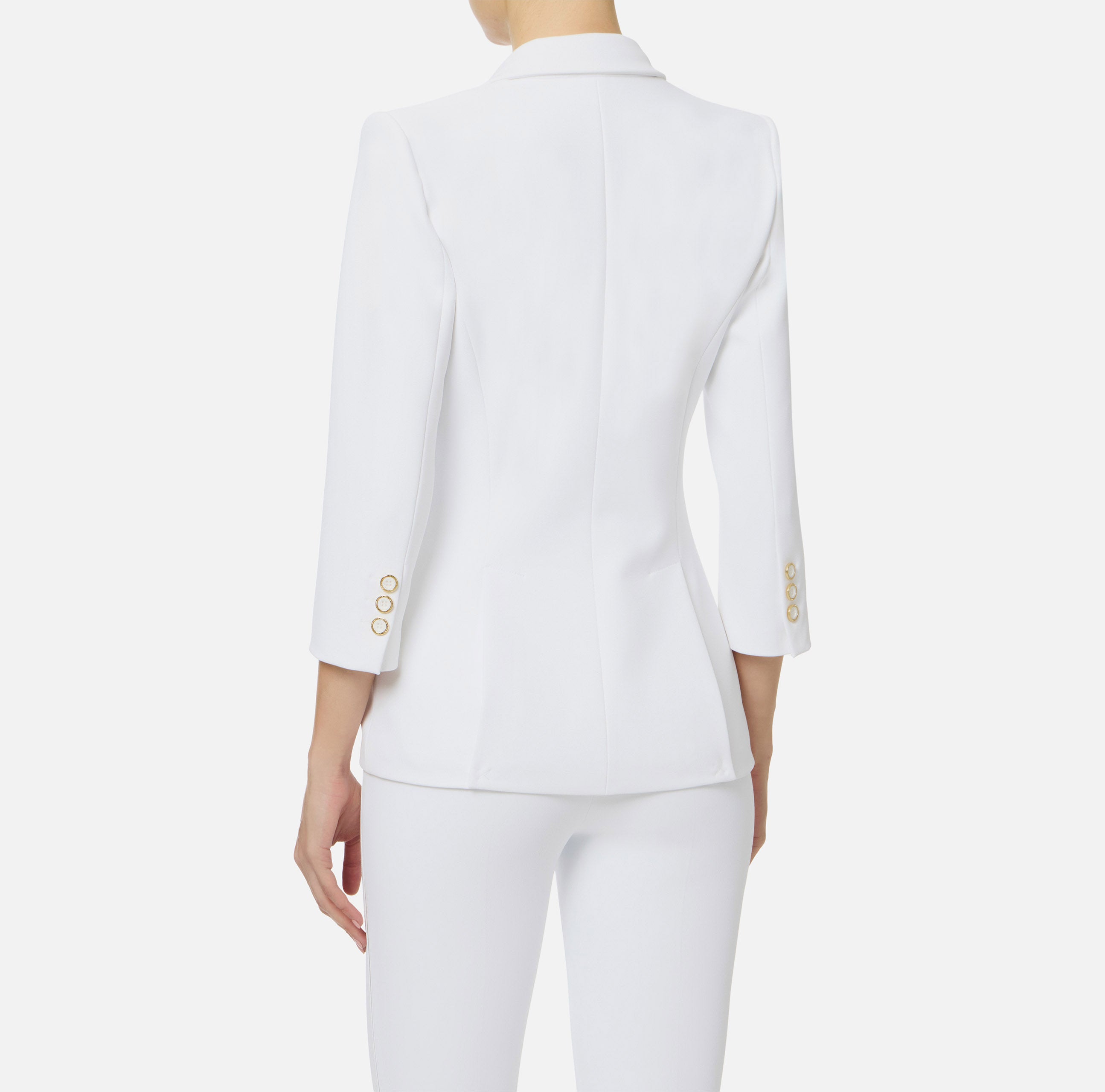 ELISABETTA FRANCHI Giacca Monopetto Doppio Crêpe Logo-Avorio