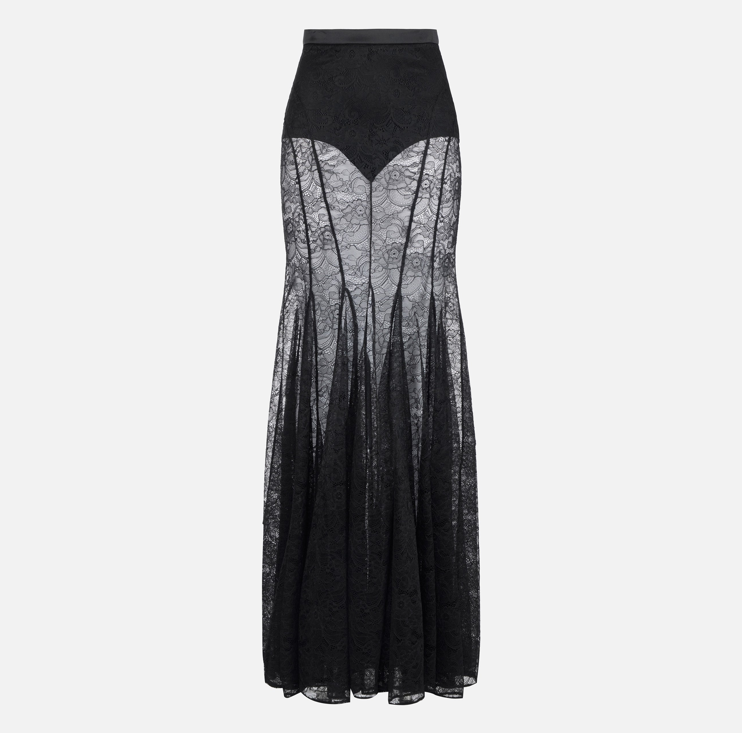 ELISABETTA FRANCHI Gonna Pizzo Floreale-Nero