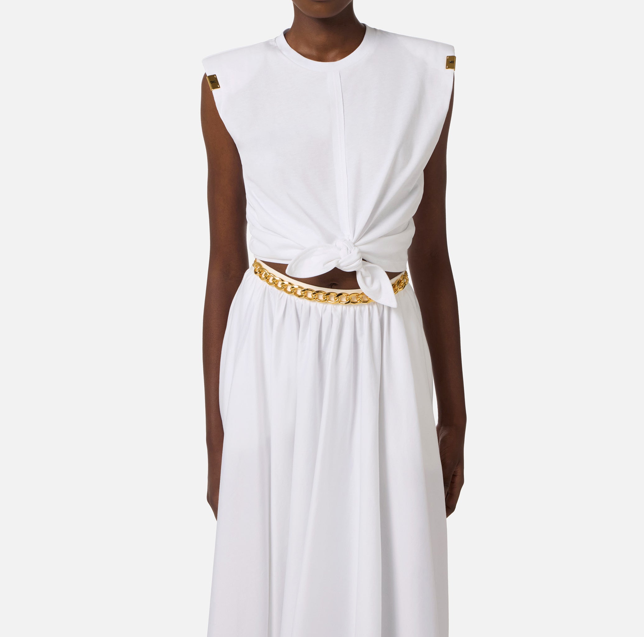 ELISABETTA FRANCHI Maglia Jersey Nodo-Gesso