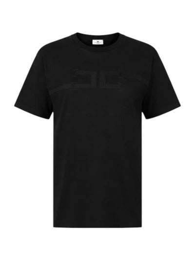 ELISABETTA FRANCHI T-Shirt Jersey Logo-Nero