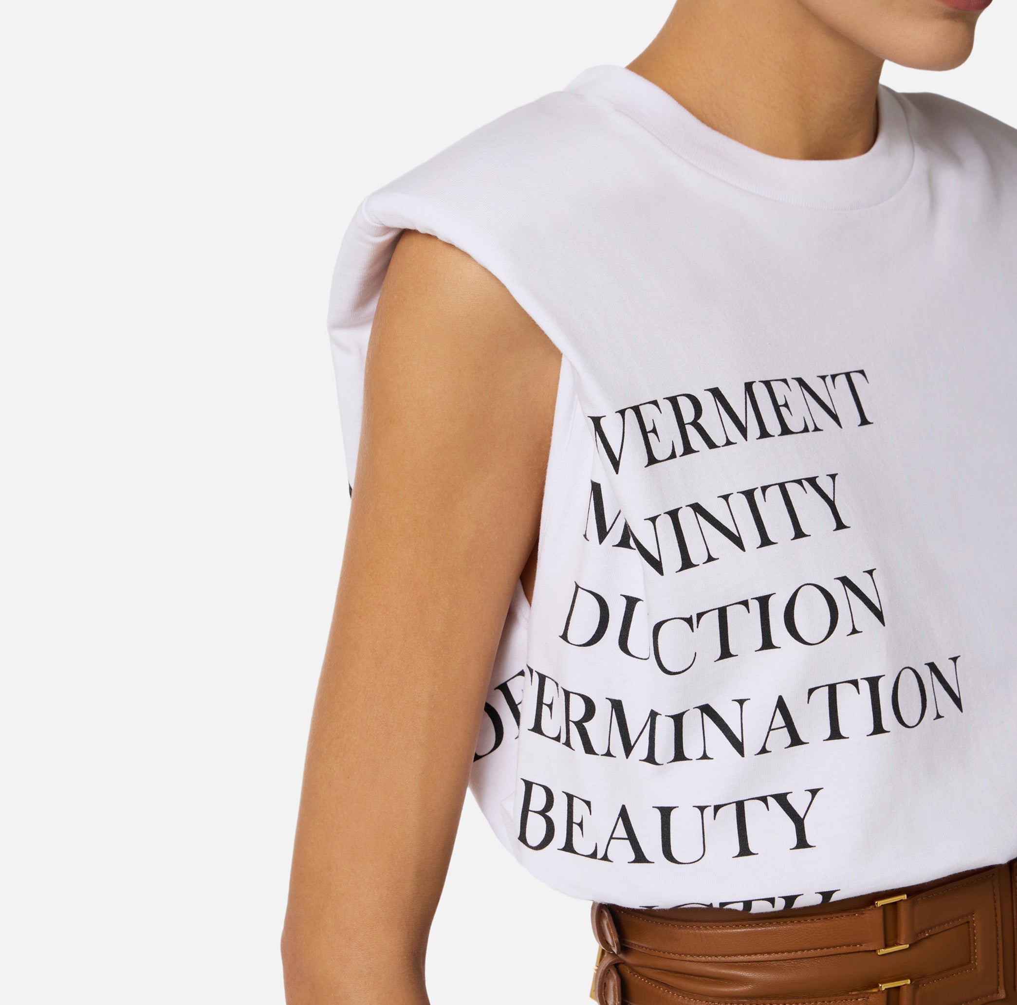 ELISABETTA FRANCHI Maglia Jersey Stampa Lettering-Gesso