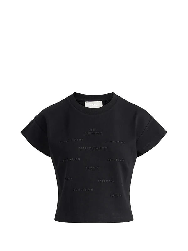 ELISABETTA FRANCHI T-Shirt Jersey Stampa 3d-Nero
