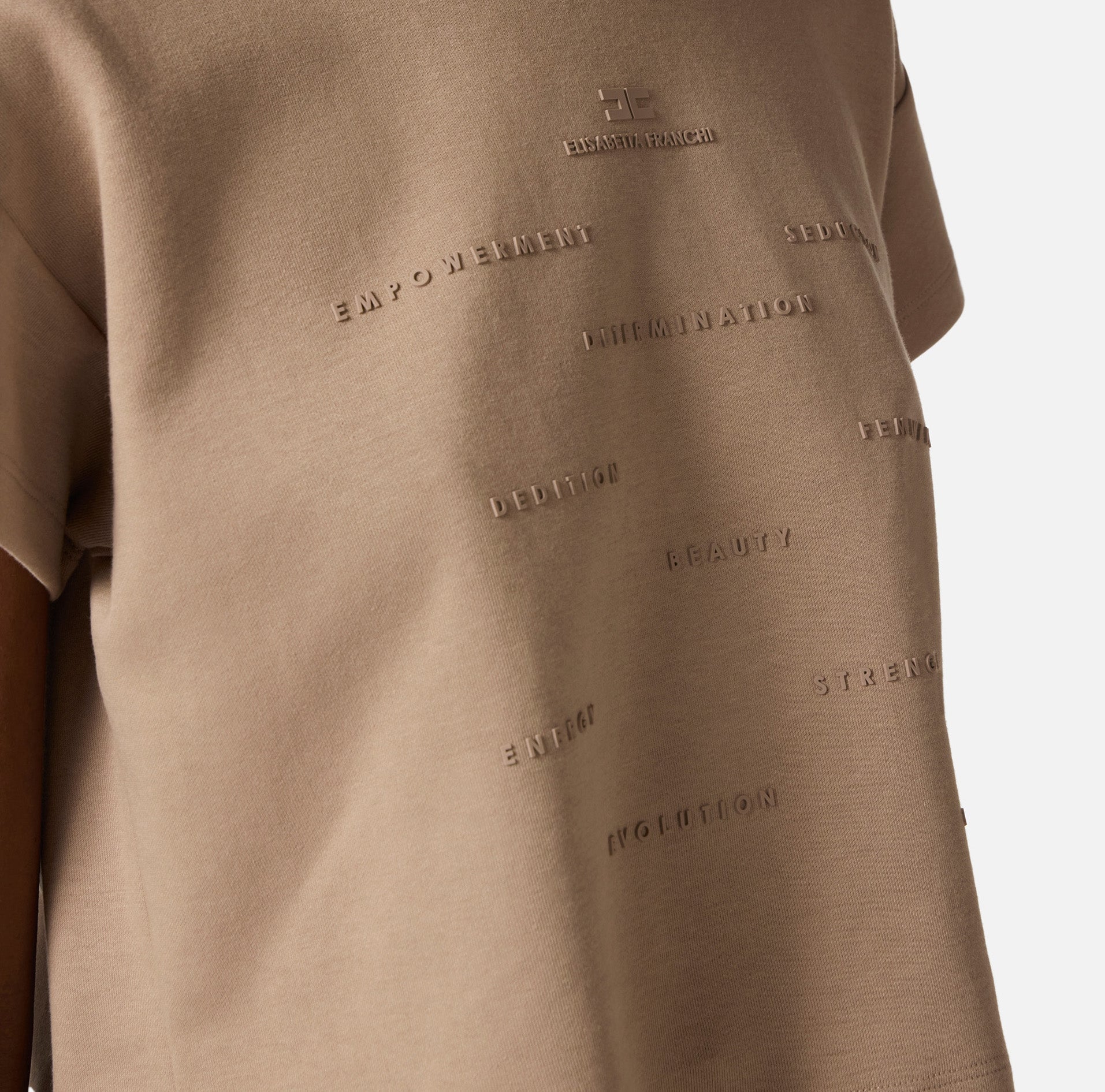 ELISABETTA FRANCHI T-Shirt Jersey Stampa 3d-Argilla