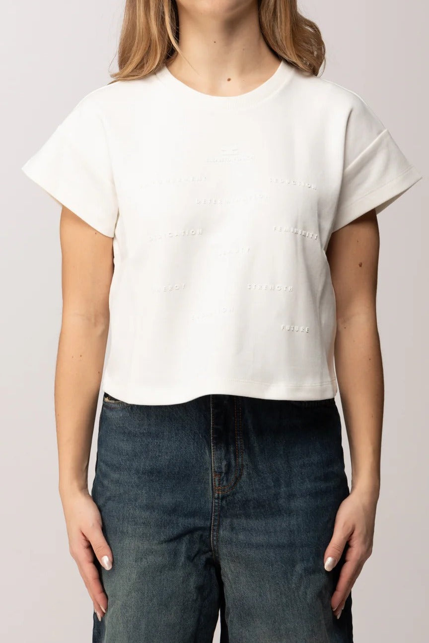 ELISABETTA FRANCHI T-Shirt Jersey Stampa 3d-Gesso