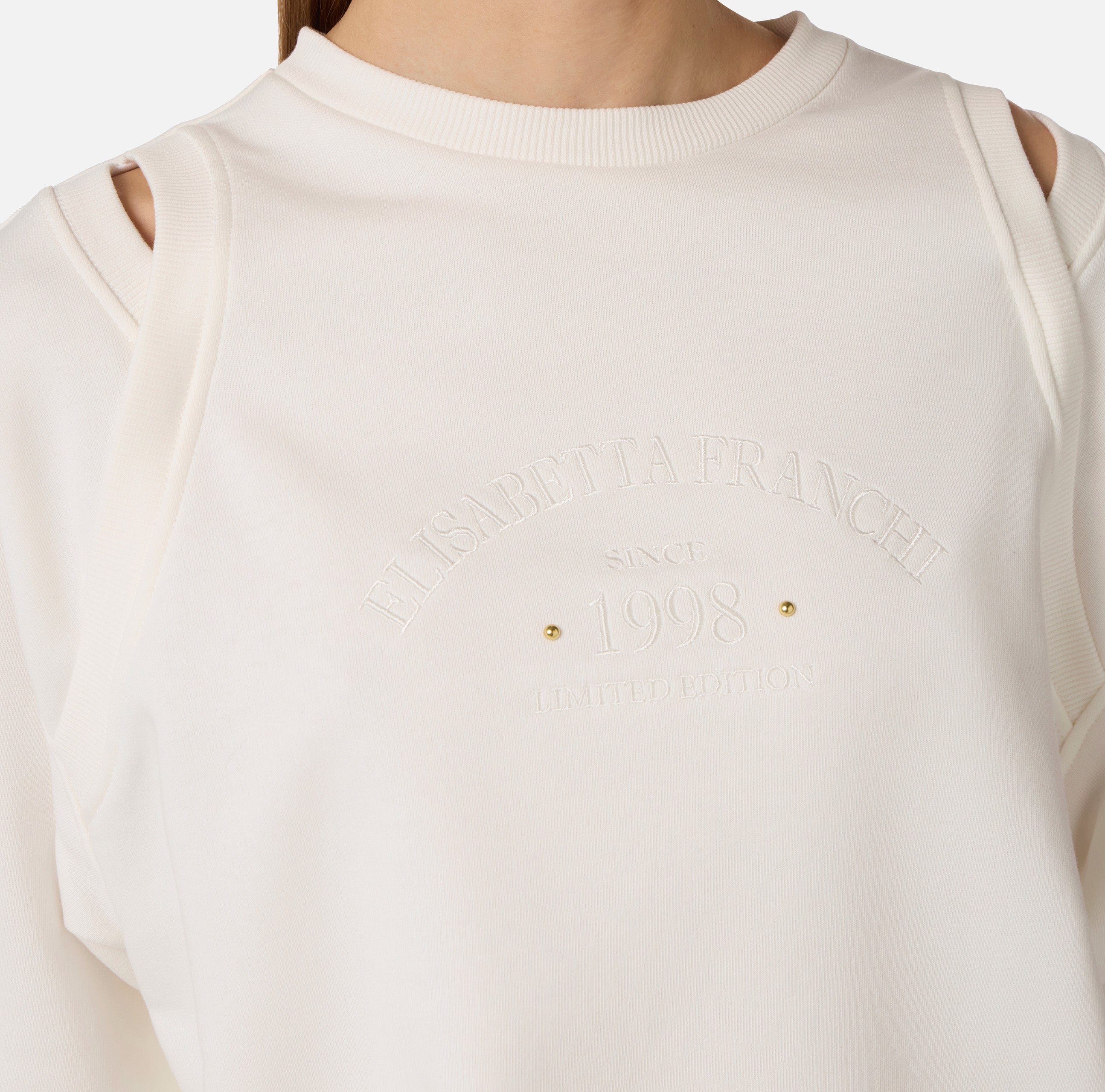 ELISABETTA FRANCHI Felpa Jersey Cut-Out-Avorio