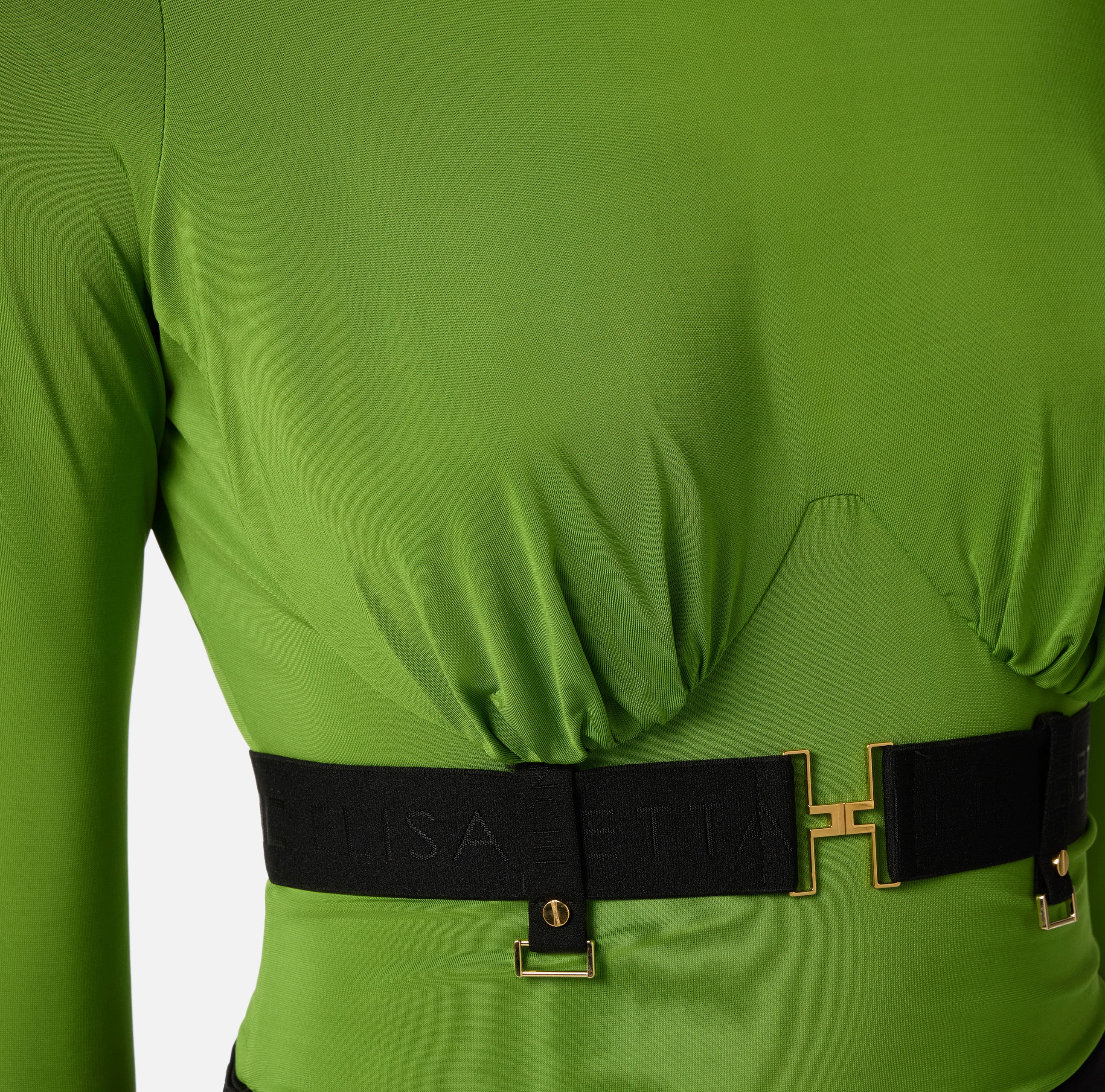 ELISABETTA FRANCHI Maglia Dolcevita jersey crêpe Cintura-Aloe Nero