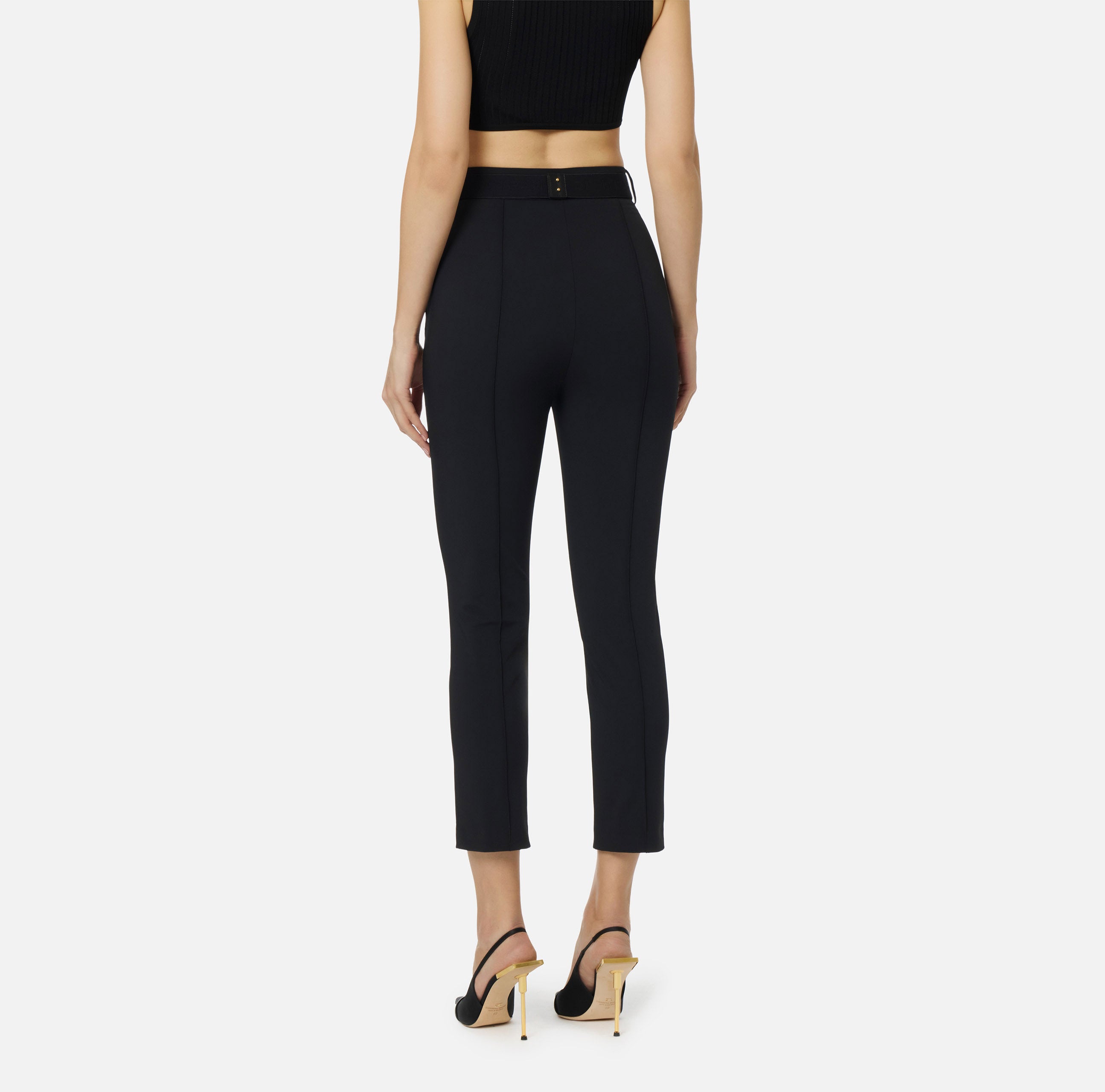 ELISABETTA FRANCHI Pantalone Sigaretta Bielastico Cintura-Nero