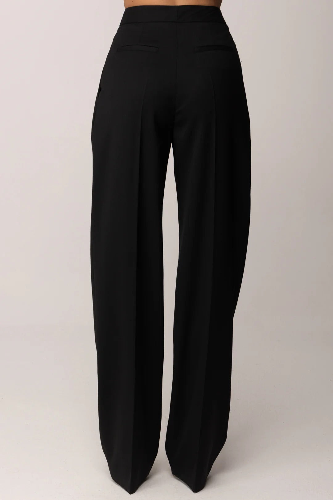 ELISABETTA FRANCHI Pantalone Fresco Lana Placca Logo-Nero