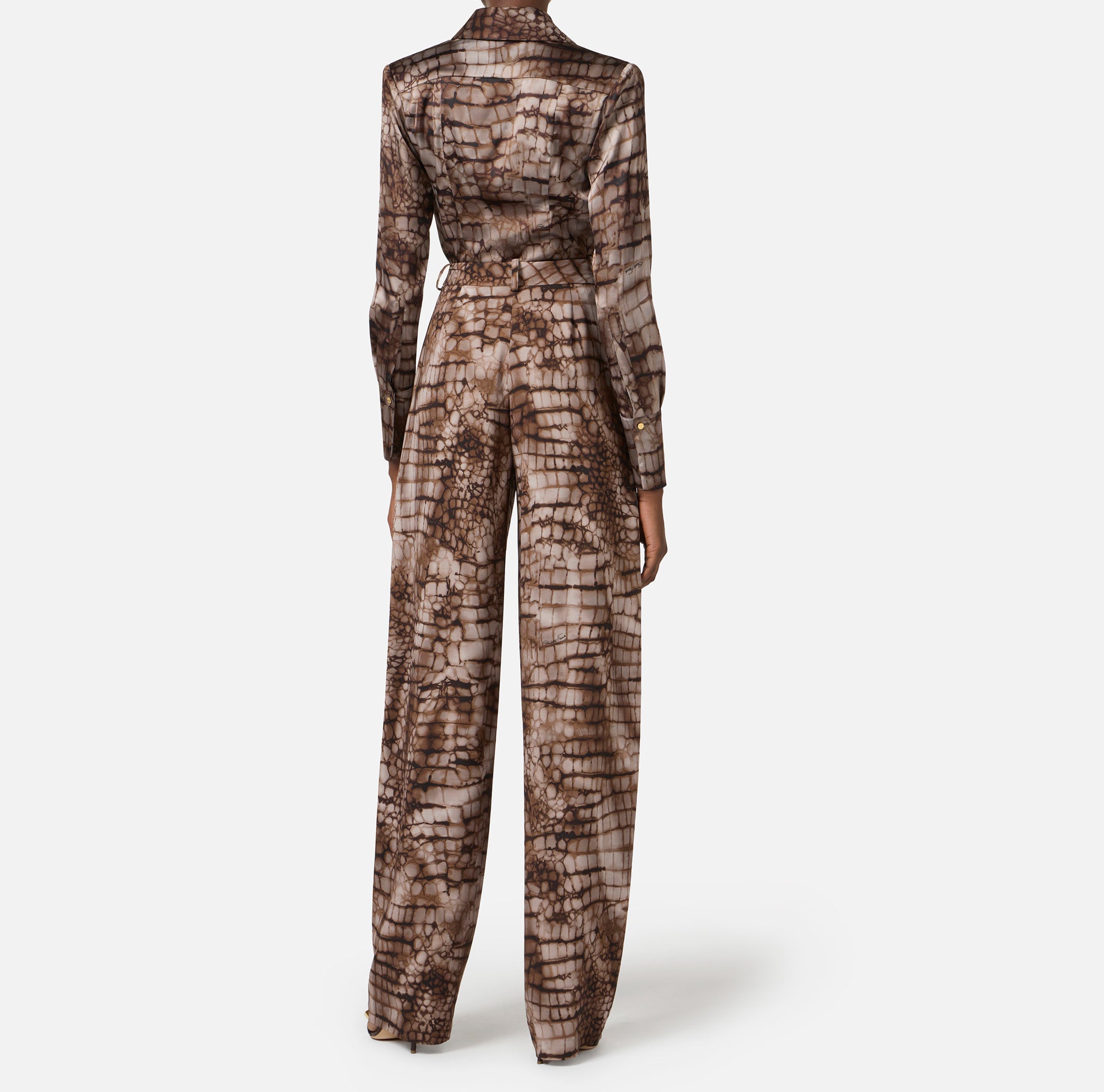 ELISABETTA FRANCHI Pantalone Jersey Viscosa Coccodrillo-Cacao