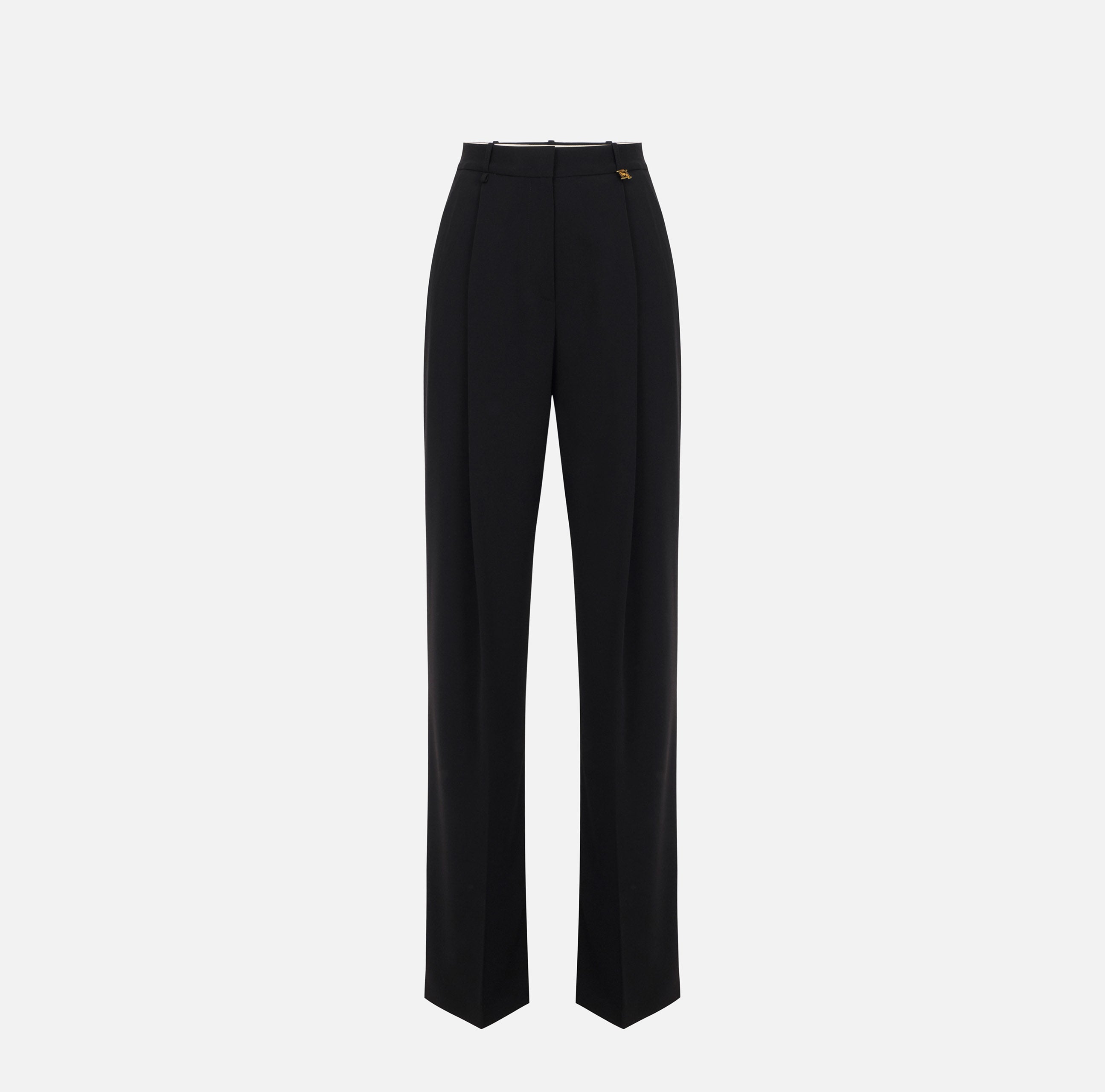 ELISABETTA FRANCHI Pantalone crêpe Charm Logo-Nero