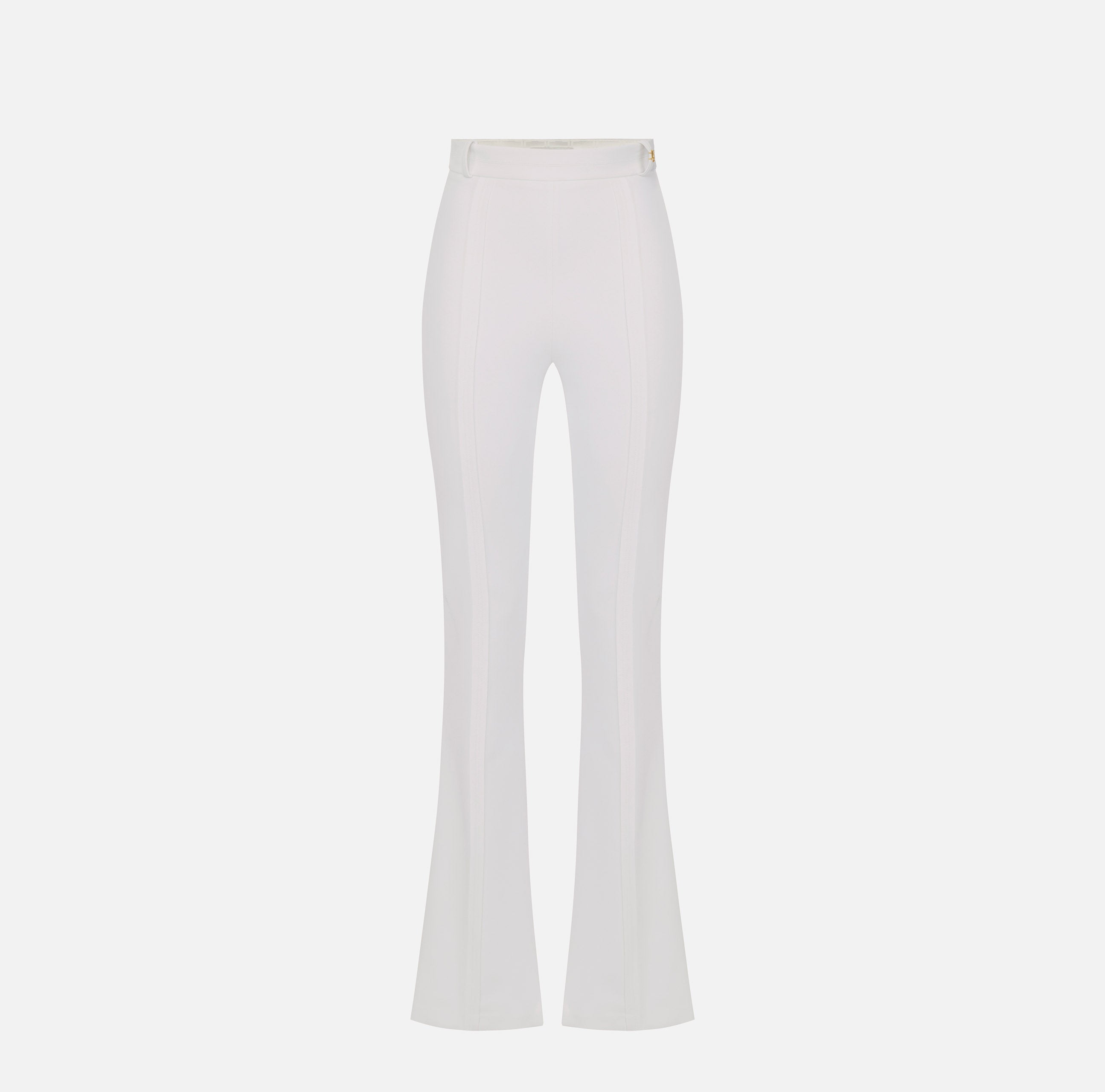 ELISABETTA FRANCHI Pantalone Zampa crêpe Charm Logo-Avorio