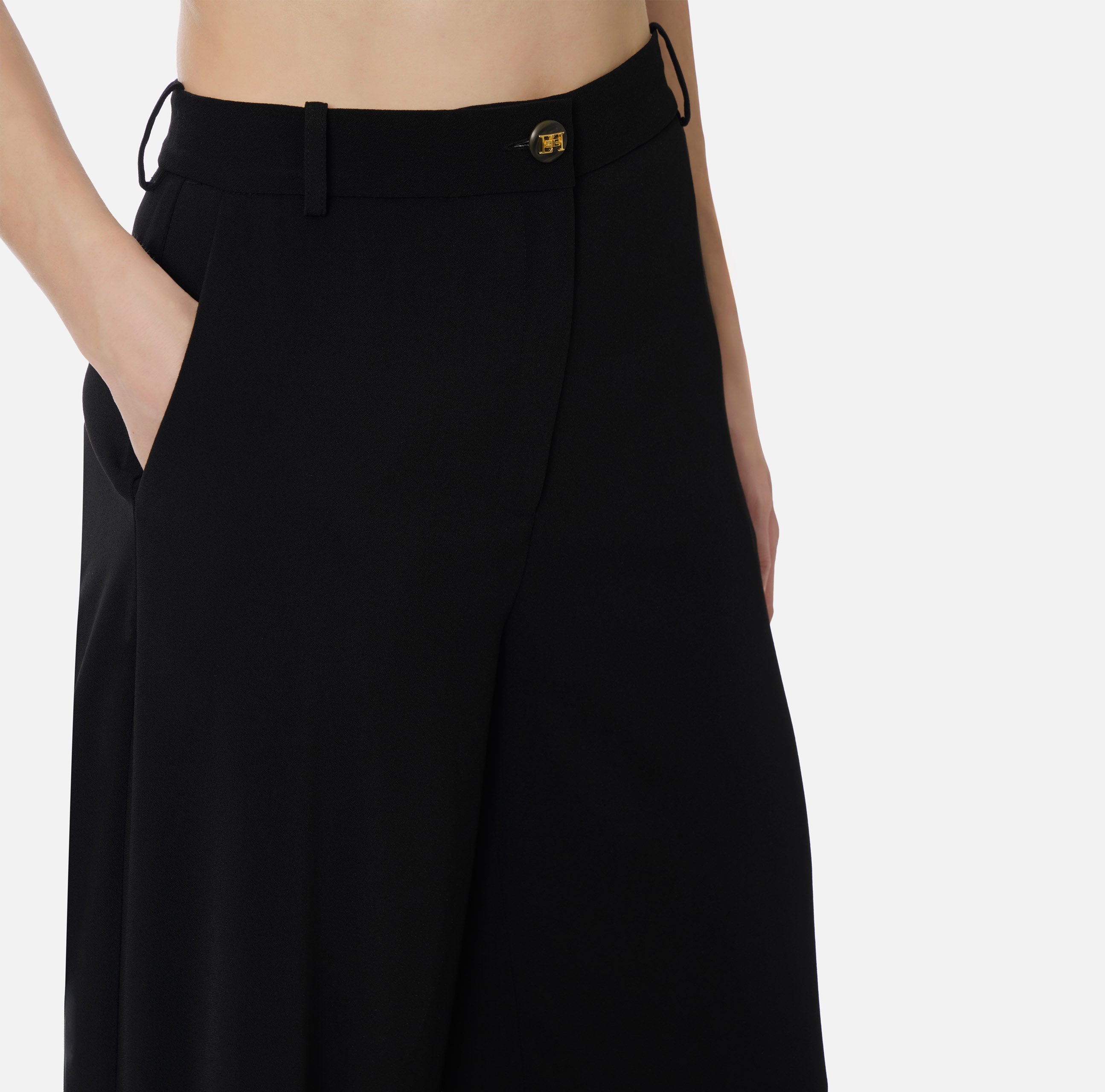 ELISABETTA FRANCHI Pantalone crêpe Over-Nero