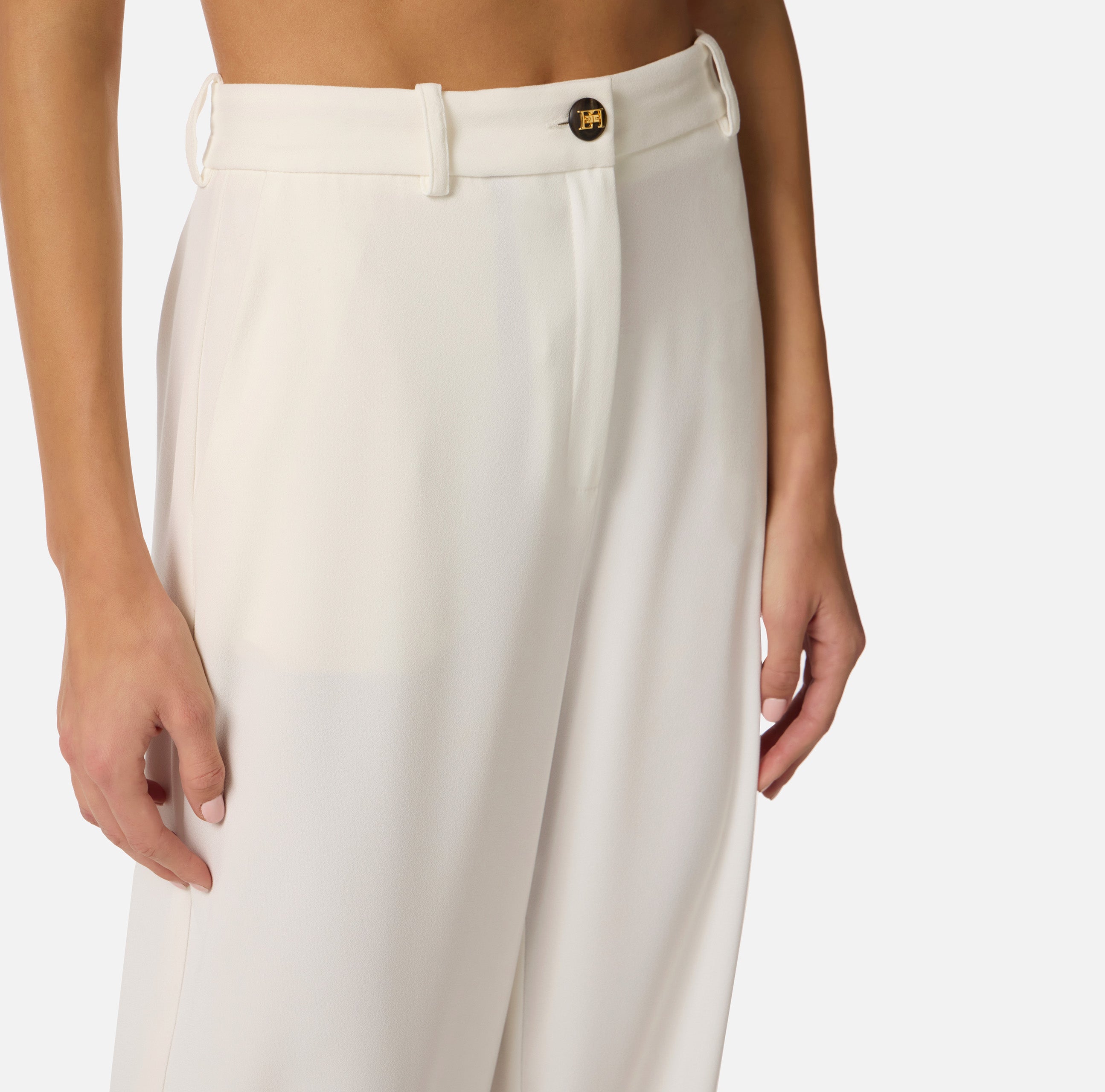 ELISABETTA FRANCHI Pantalone crêpe Over-Avorio