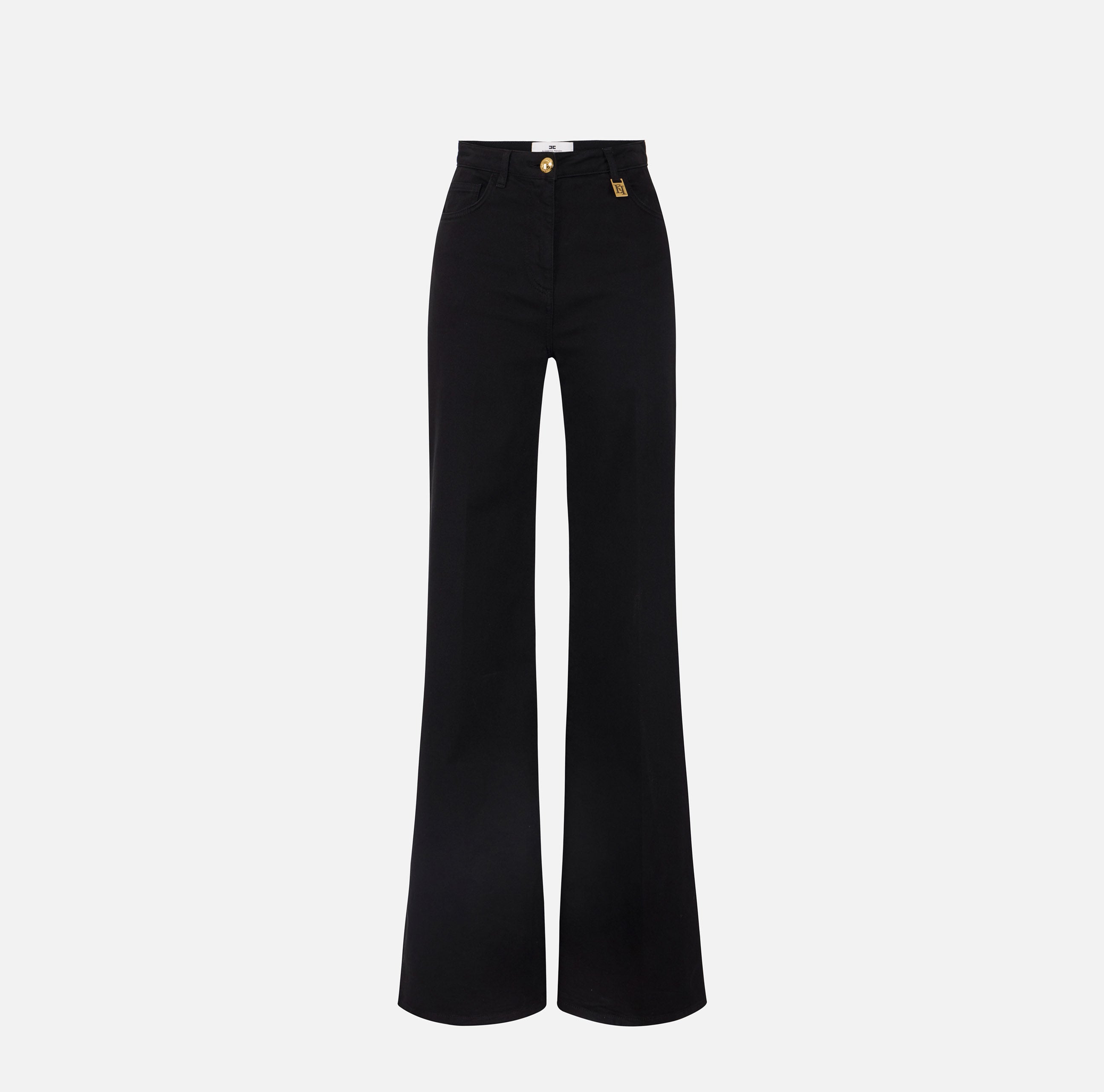ELISABETTA FRANCHI Jeans Palazzo Placca Logo-Nero