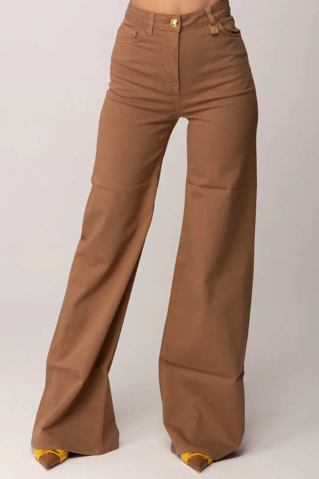 ELISABETTA FRANCHI Jeans Palazzo Placca Logo-Daino