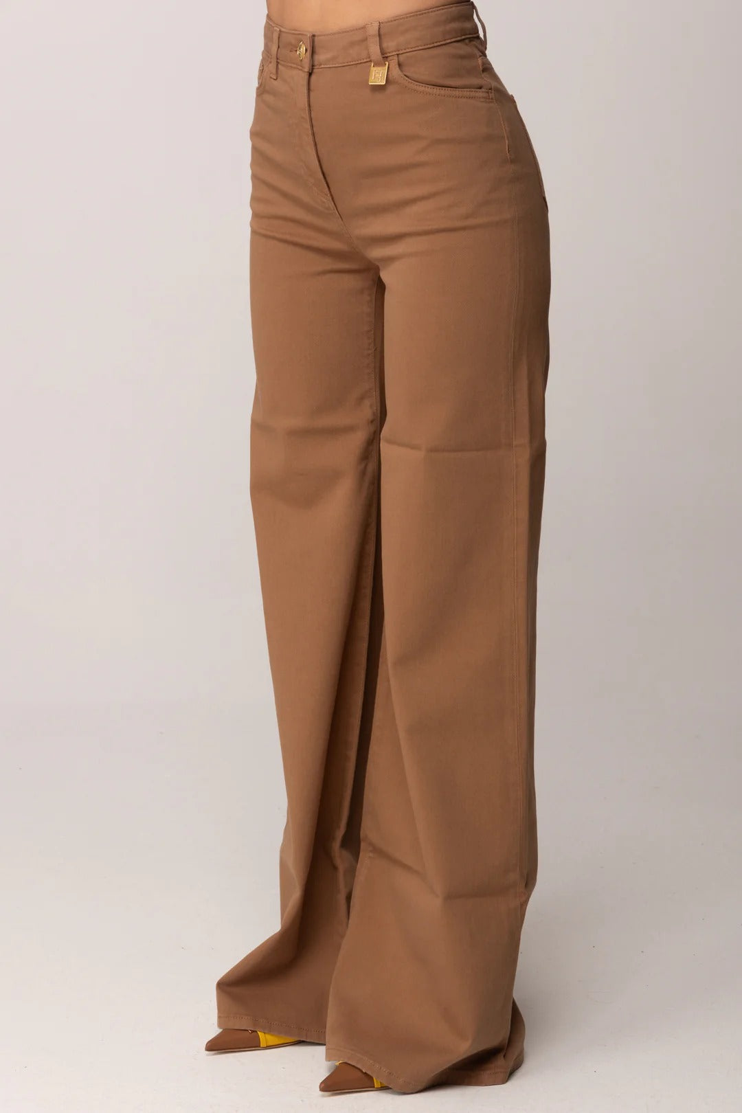 ELISABETTA FRANCHI Jeans Palazzo Placca Logo-Daino