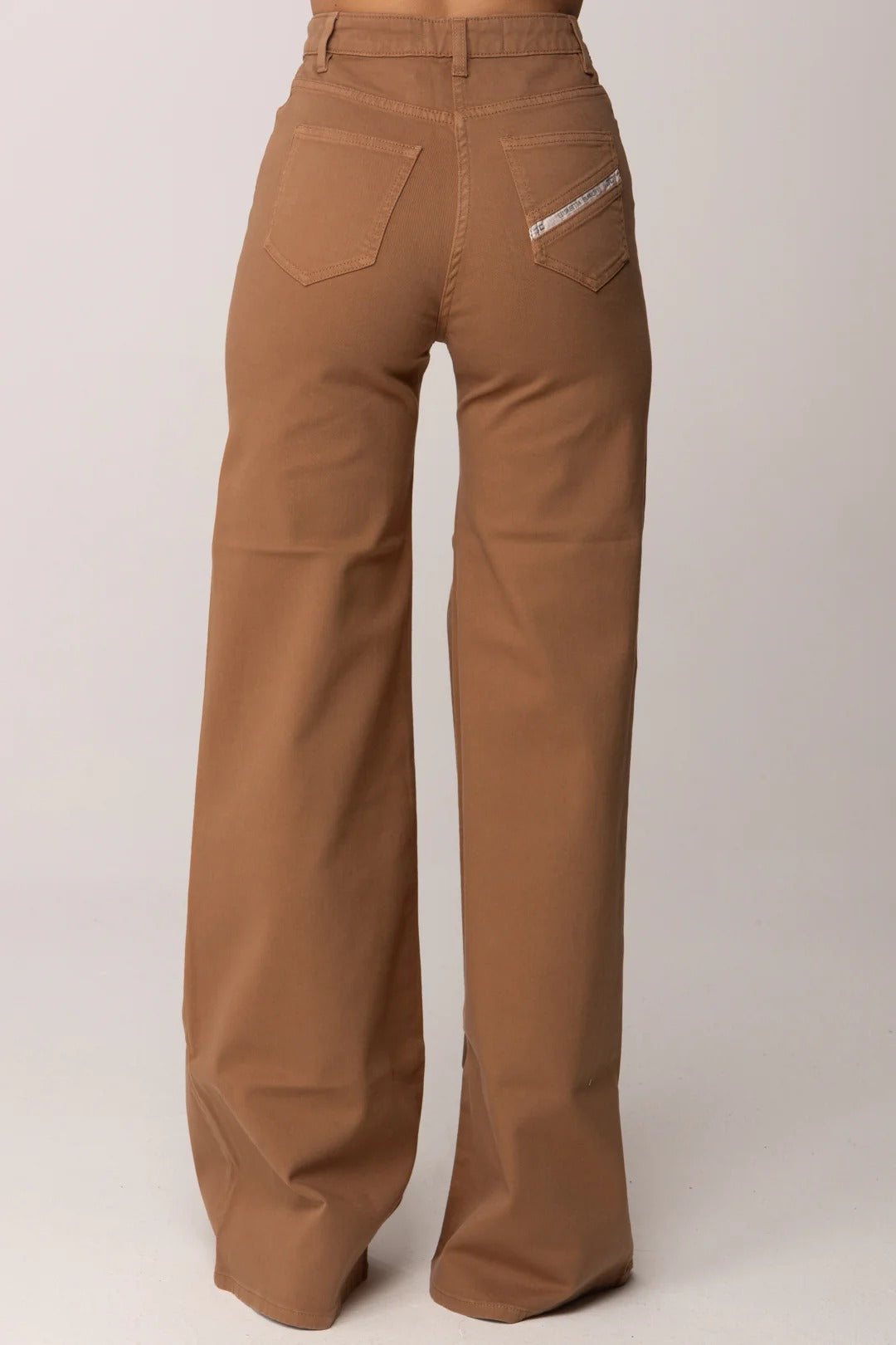 ELISABETTA FRANCHI Jeans Palazzo Placca Logo-Daino