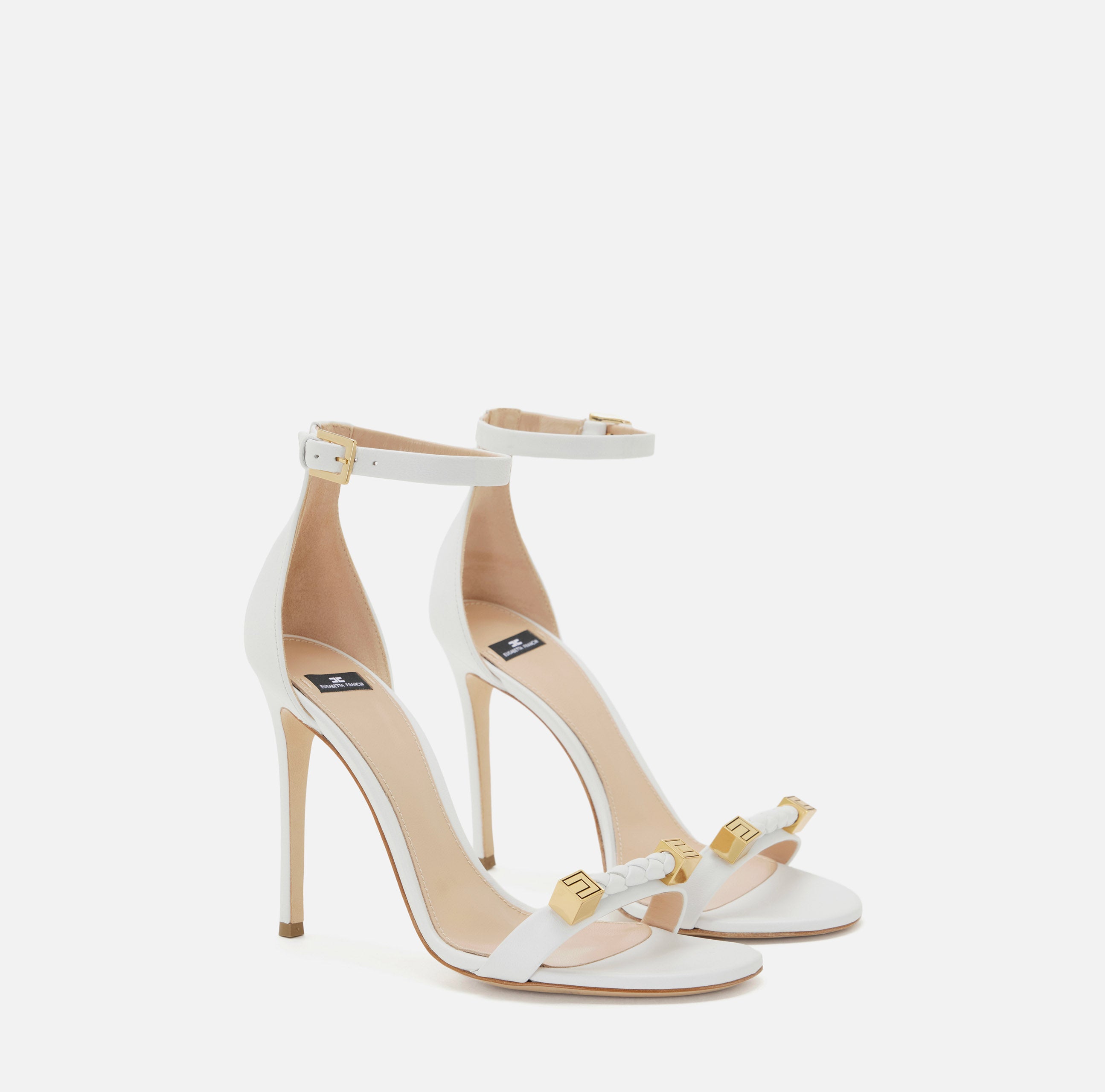 ELISABETTA FRANCHI Sandalo Pelle Logo-Avorio
