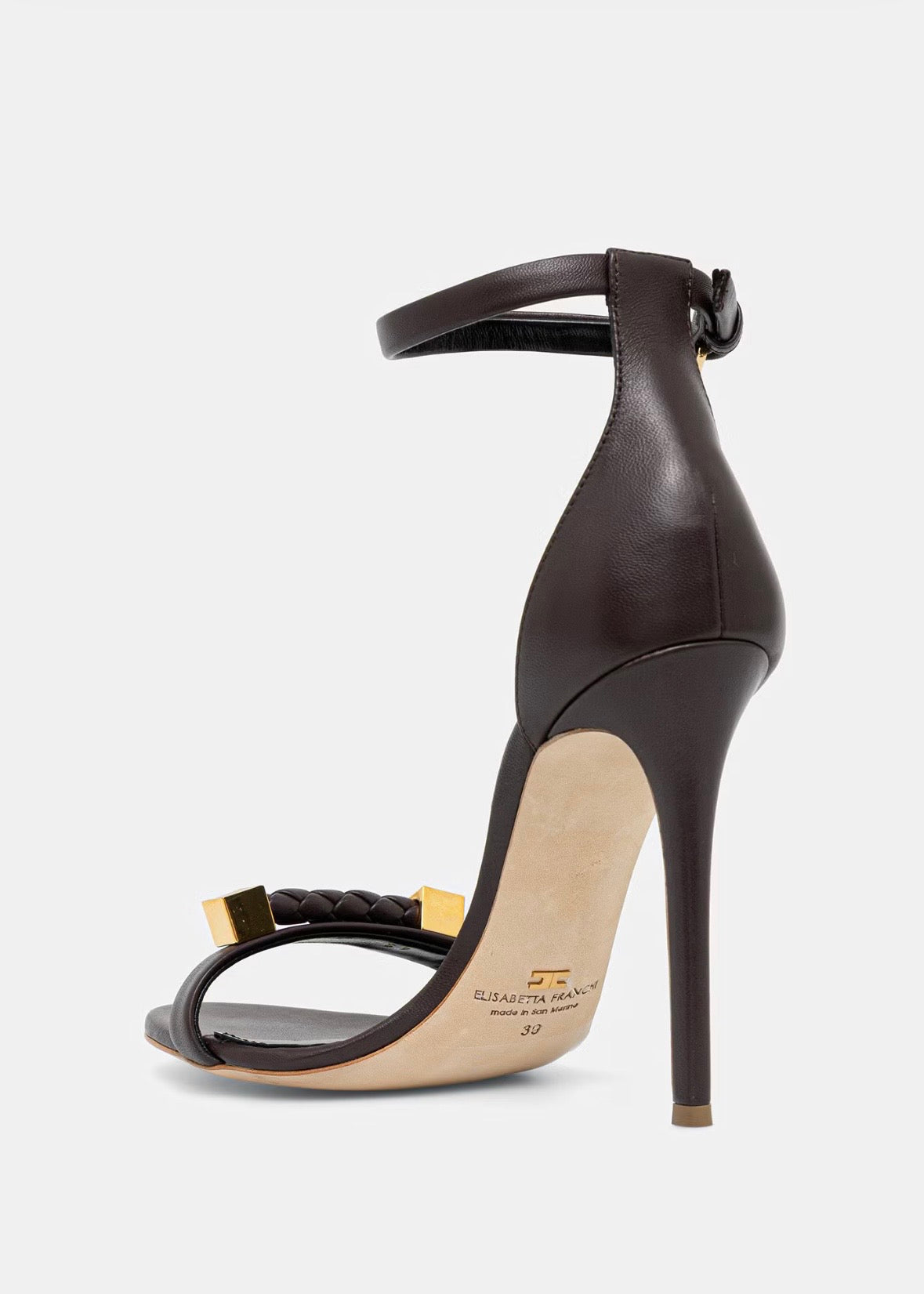 ELISABETTA FRANCHI Sandalo Pelle Logo-Cacao