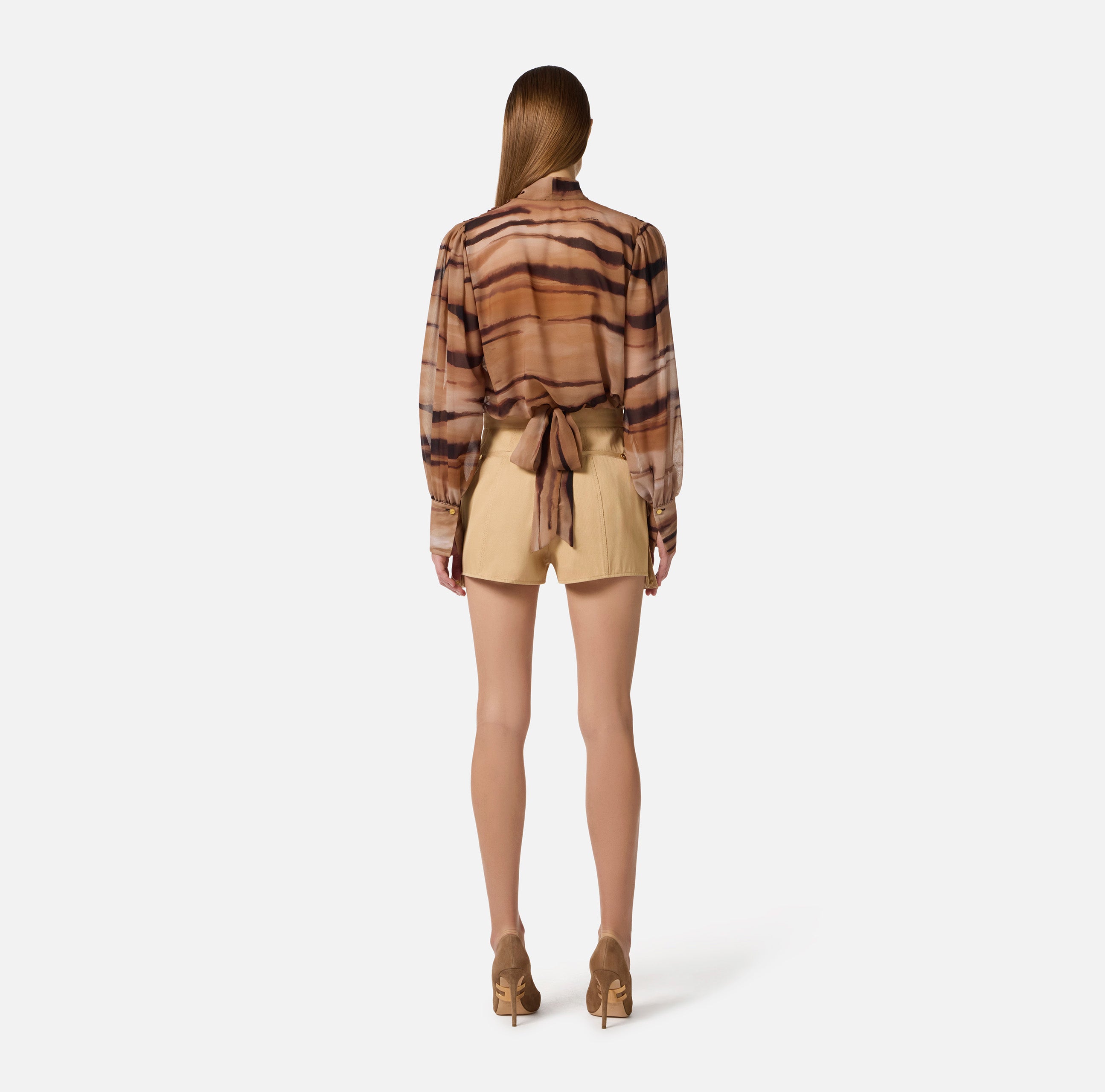ELISABETTA FRANCHI Shorts Gabardina Cotone-Cammello