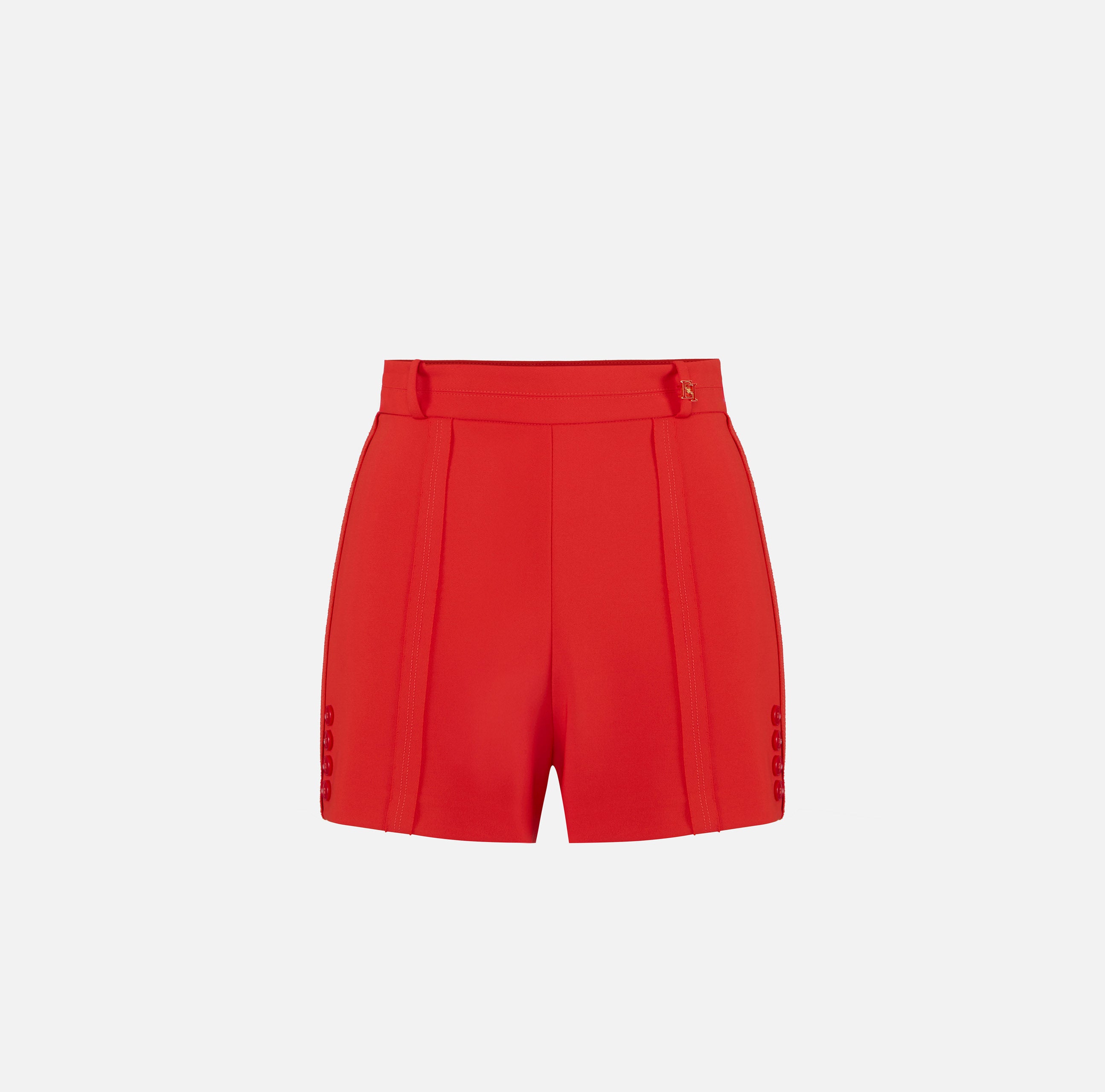 ELISABETTA FRANCHI Shorts crêpe Dettagli Taglio Vivo Impunture-Lacca
