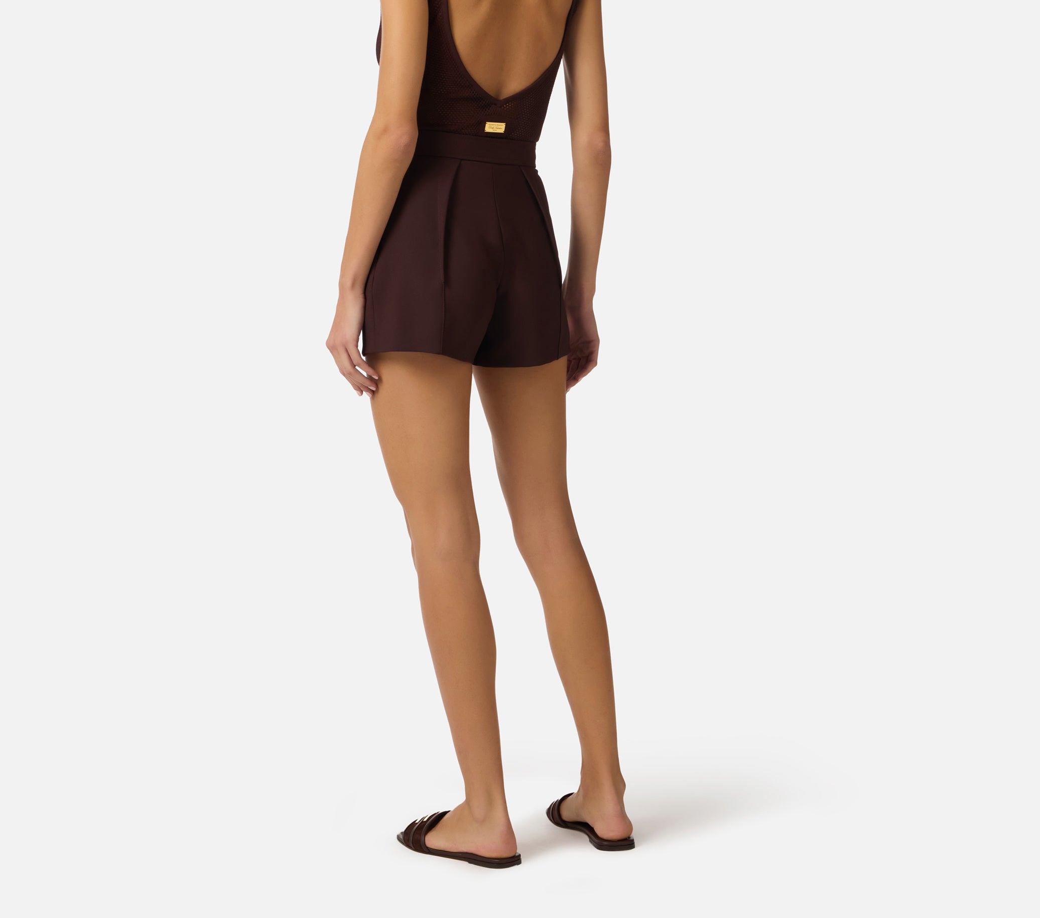 ELISABETTA FRANCHI Shorts crêpe Pinces-Cacao