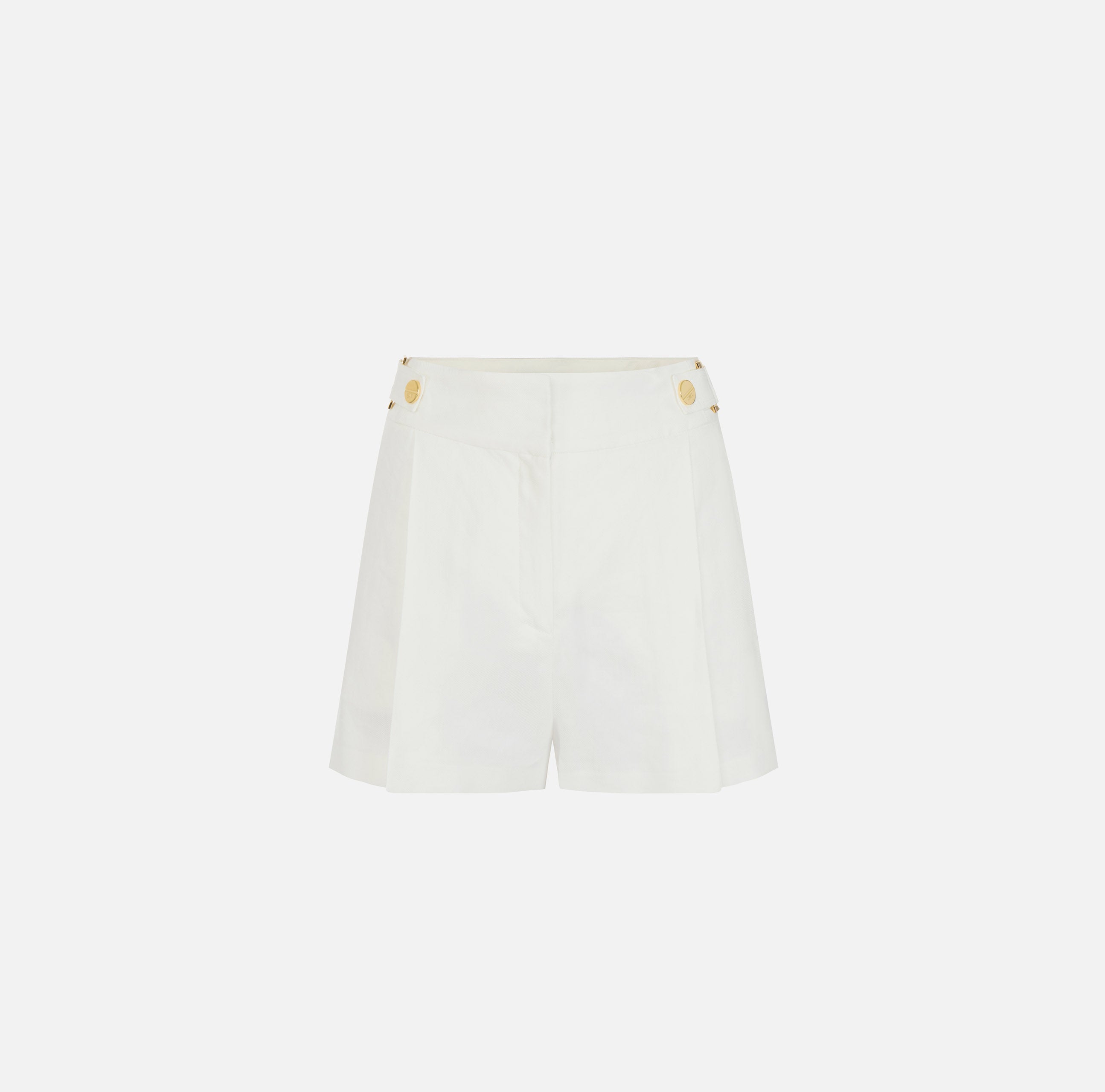 ELISABETTA FRANCHI Shorts Lino Viscosa Cinturini-Avorio