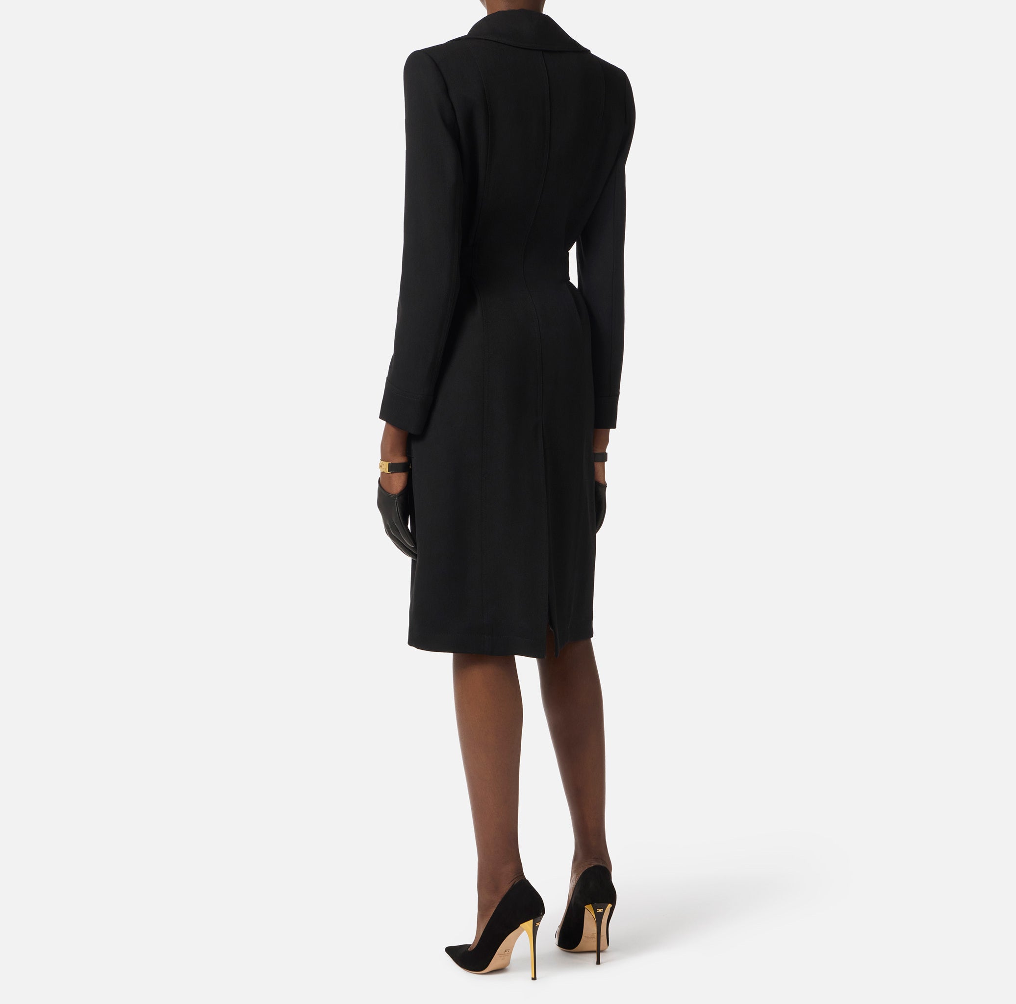 ELISABETTA FRANCHI Trench Gabardina Doppio Rever-Nero