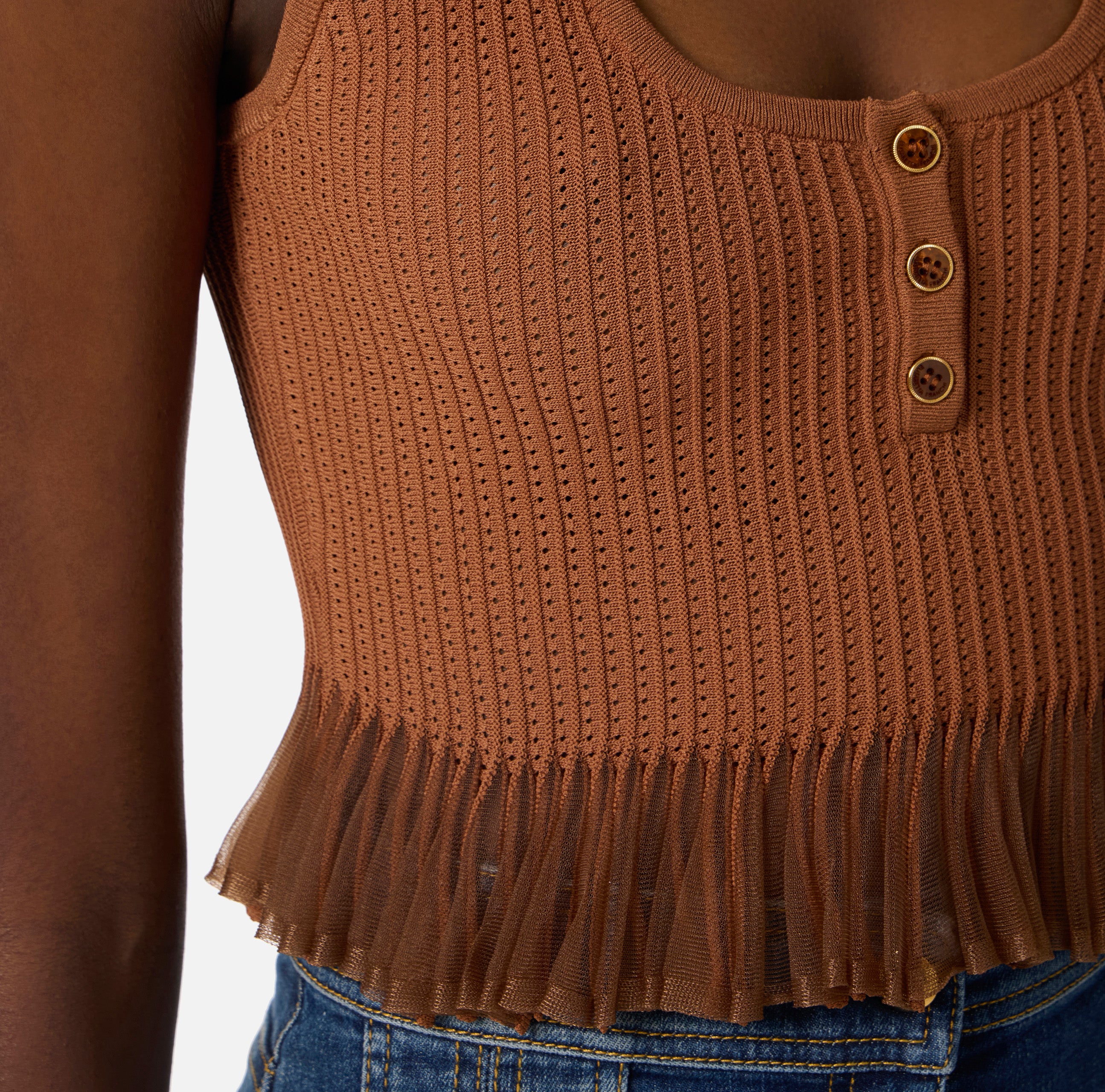 ELISABETTA FRANCHI Top Maglia à Jour-Cuoio