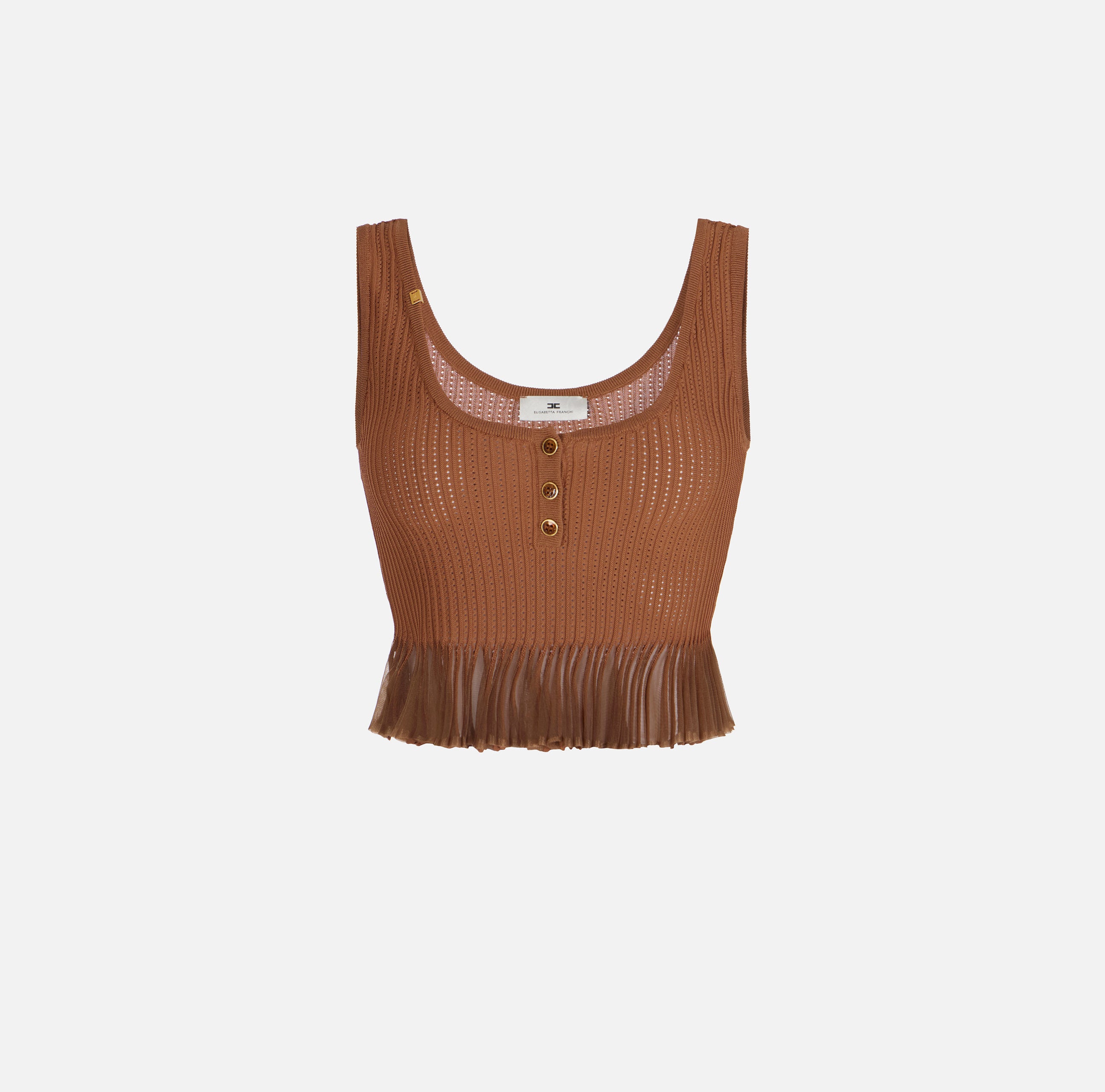 ELISABETTA FRANCHI Top Maglia à Jour-Cuoio