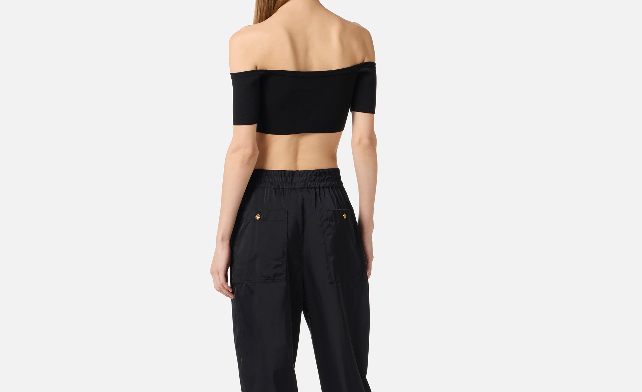 ELISABETTA FRANCHI Top Maglia Scollo Barca-Nero