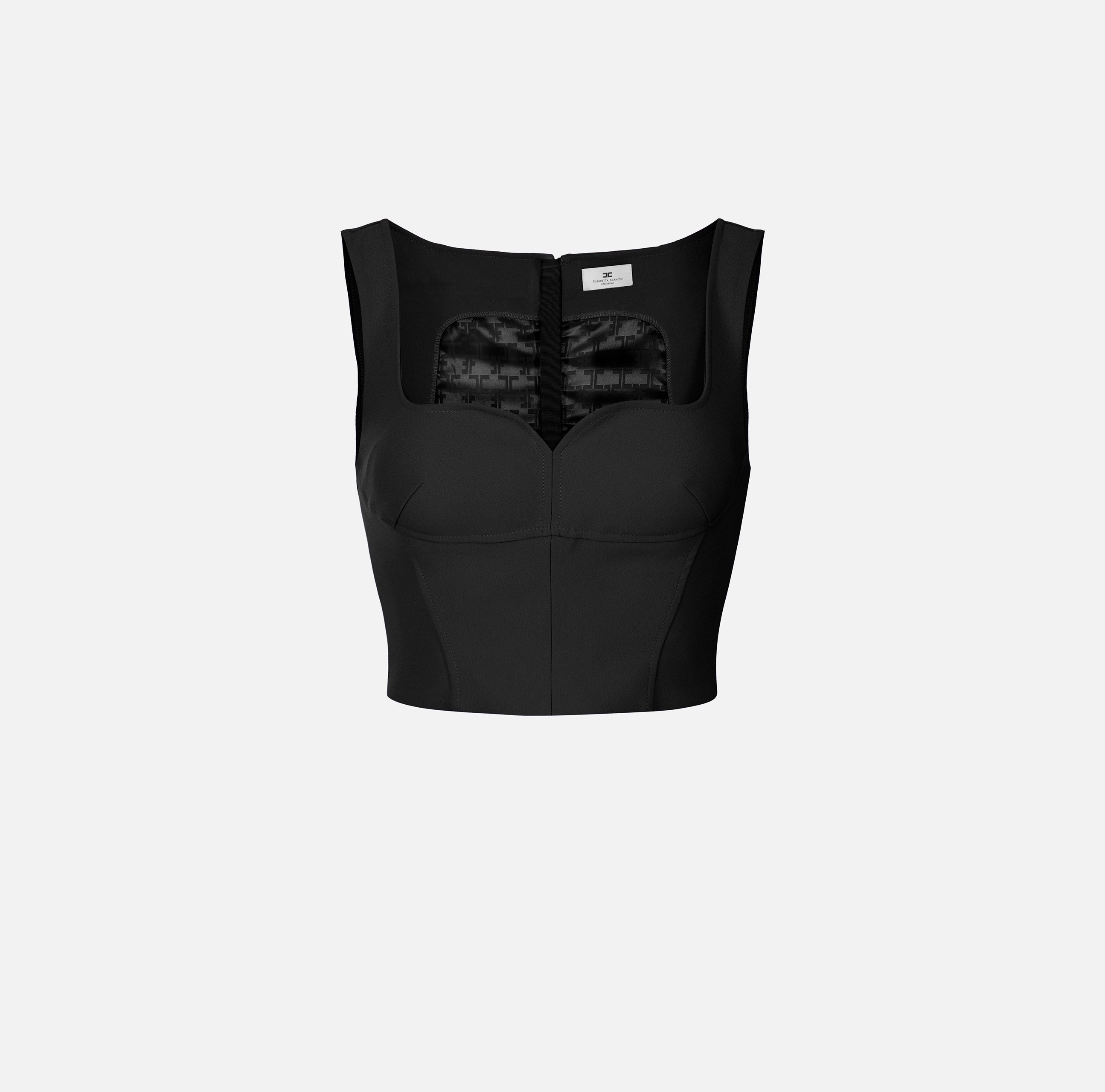 ELISABETTA FRANCHI Top doppio crêpe Stretch Scollo Cuore-Nero
