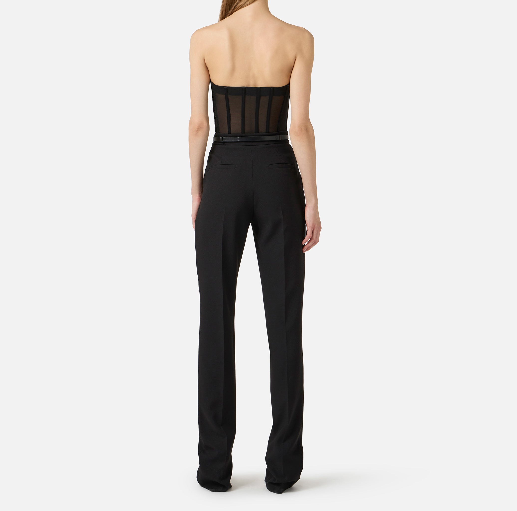 ELISABETTA FRANCHI Top Bustier Tulle Satin-Nero