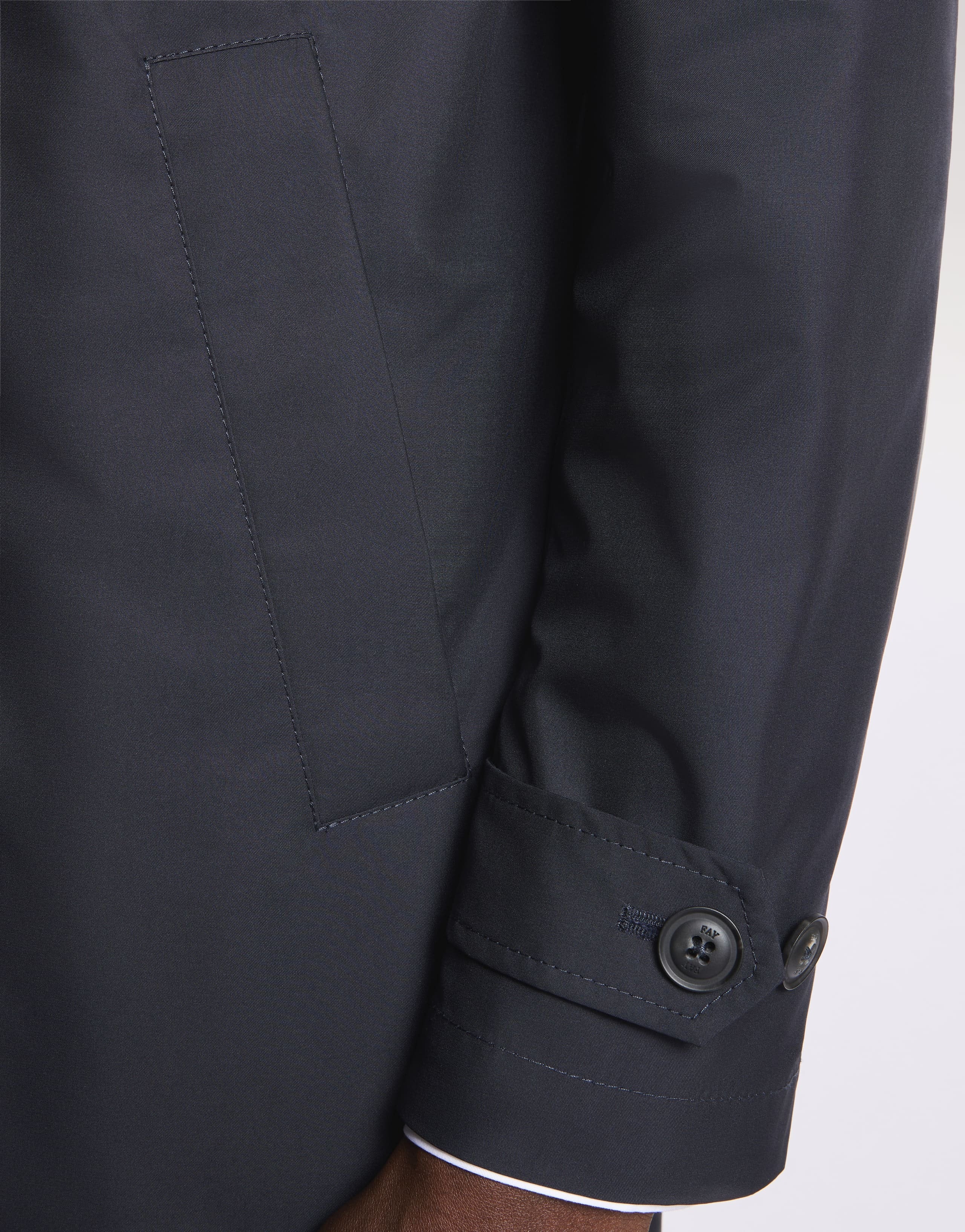 FAY Cappotto Uomo Morning Coat Popeline Tecnico-Blu