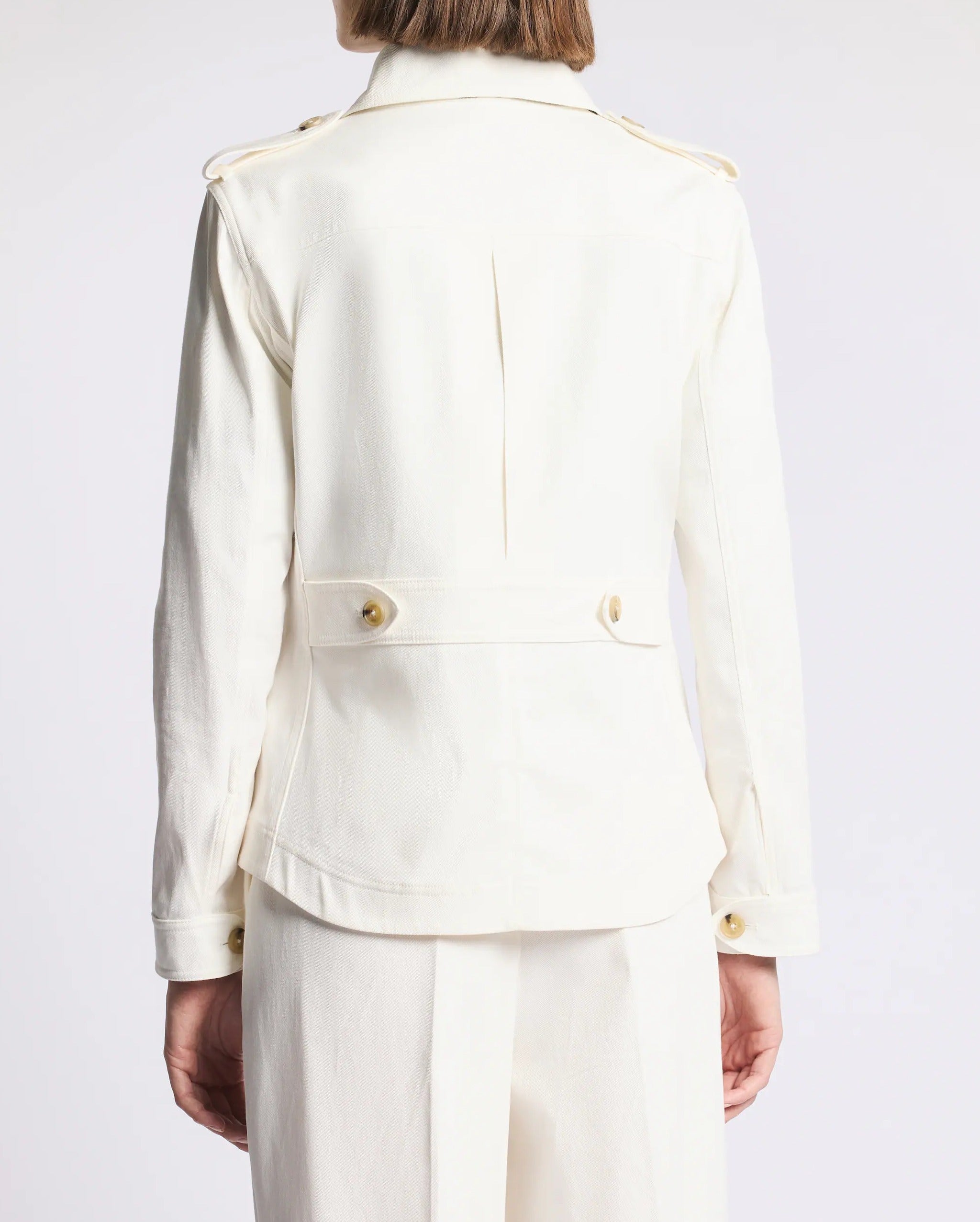 FAY GIACCA CAMICIA Donna Drill di Cotone-Panna