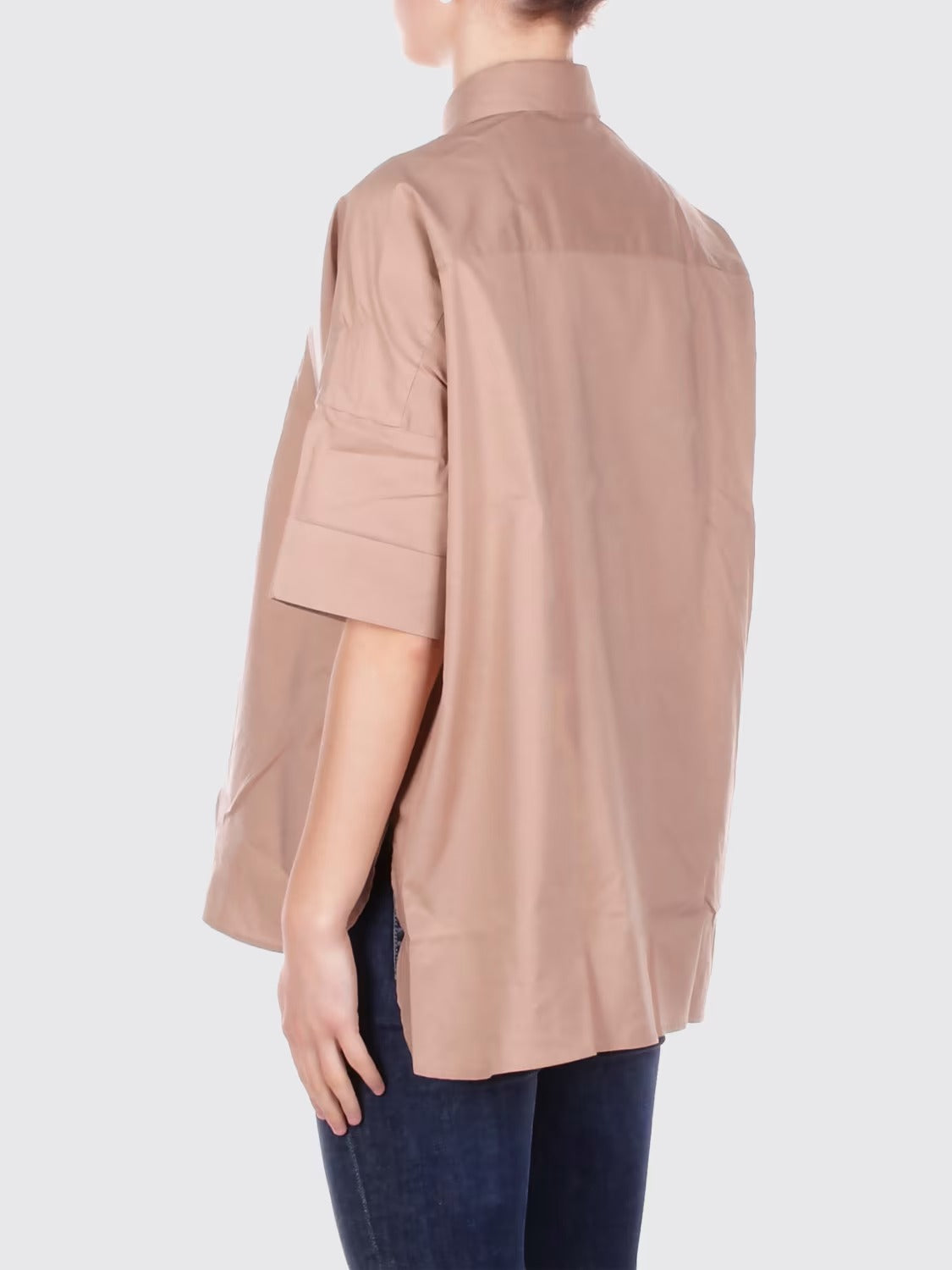 FAY Camicia Donna Popeline Cotone Righe Ricamo Logo Comfort-Beige