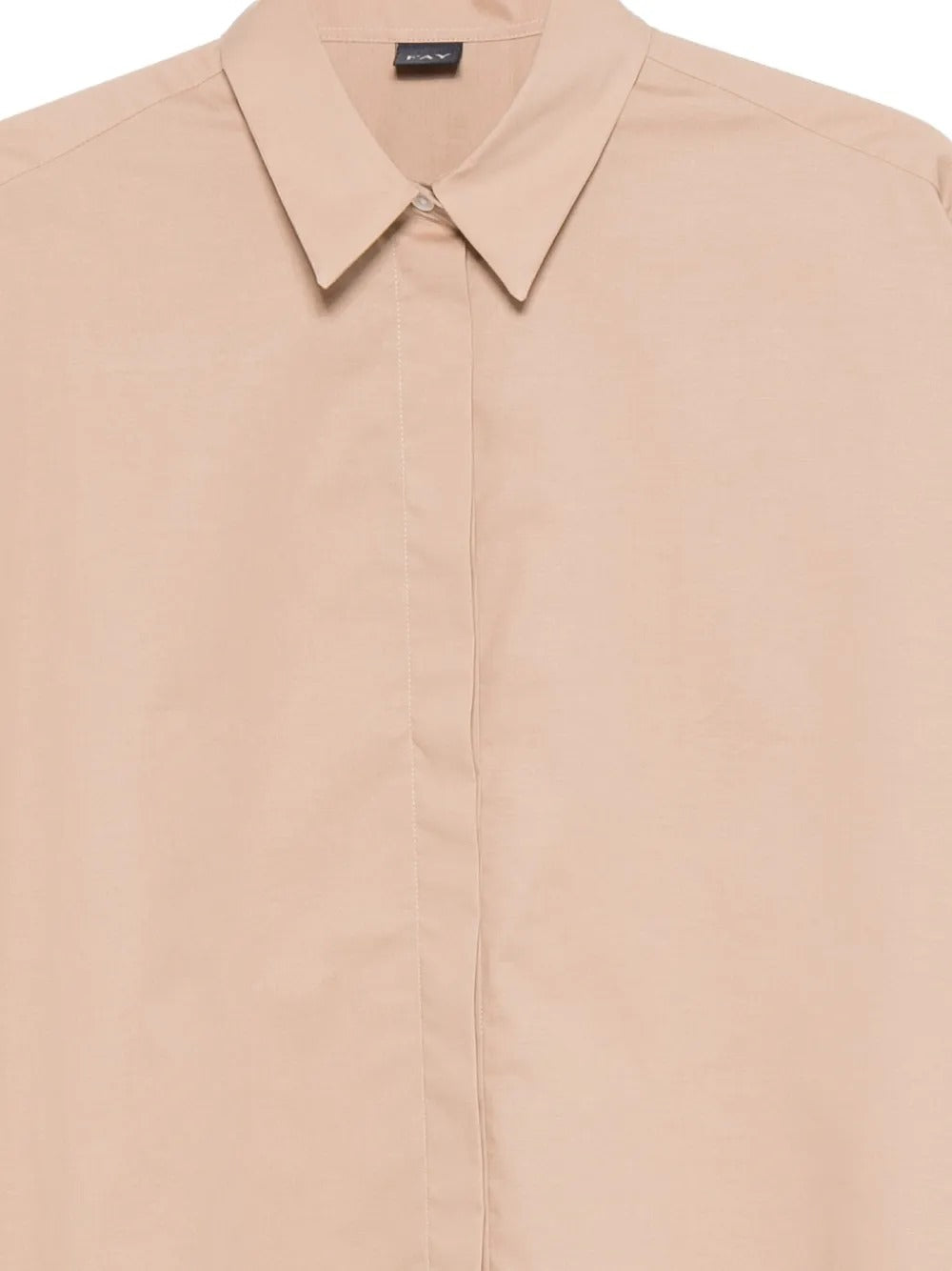 FAY Camicia Donna Popeline Cotone Righe Ricamo Logo Comfort-Beige