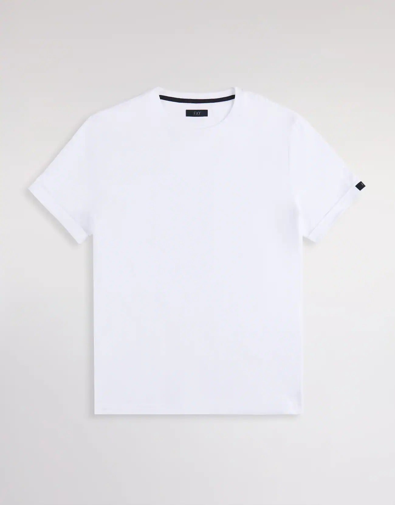 FAY T-Shirt Uomo Jersey Cotone Label Logo-Bianco