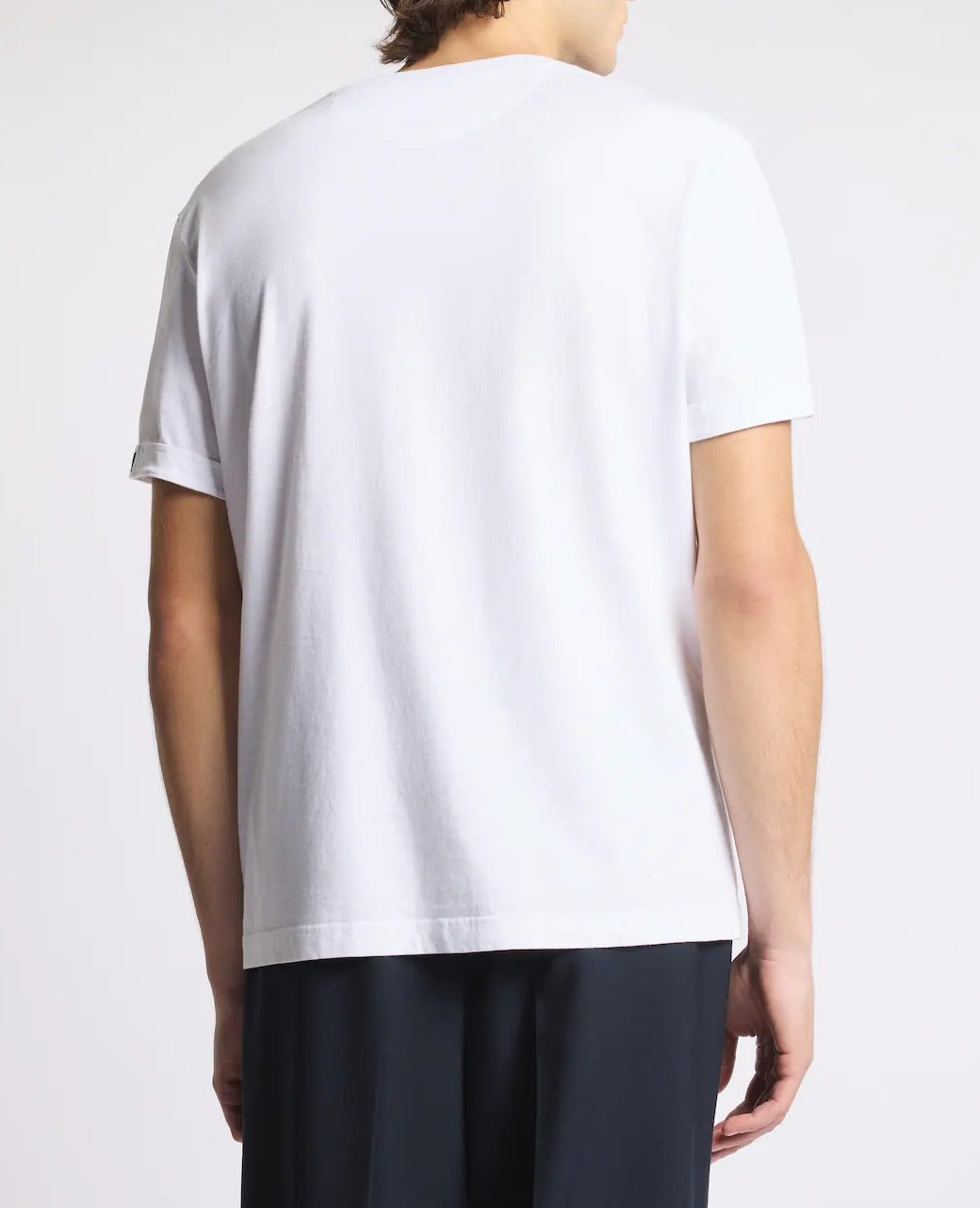 FAY T-Shirt Uomo Jersey Cotone Label Logo-Bianco
