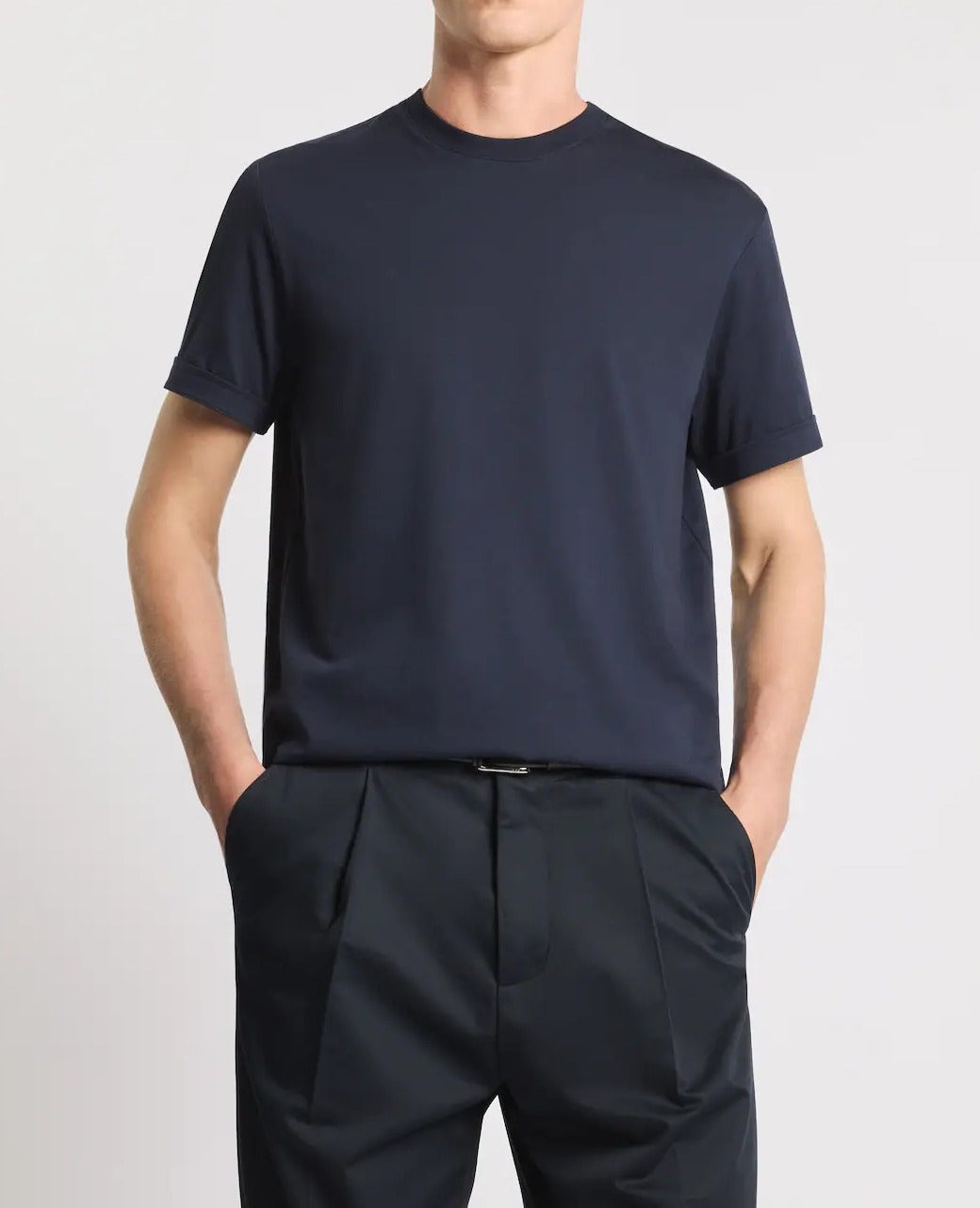 FAY T-Shirt Uomo Jersey Cotone Label Logo-Blu