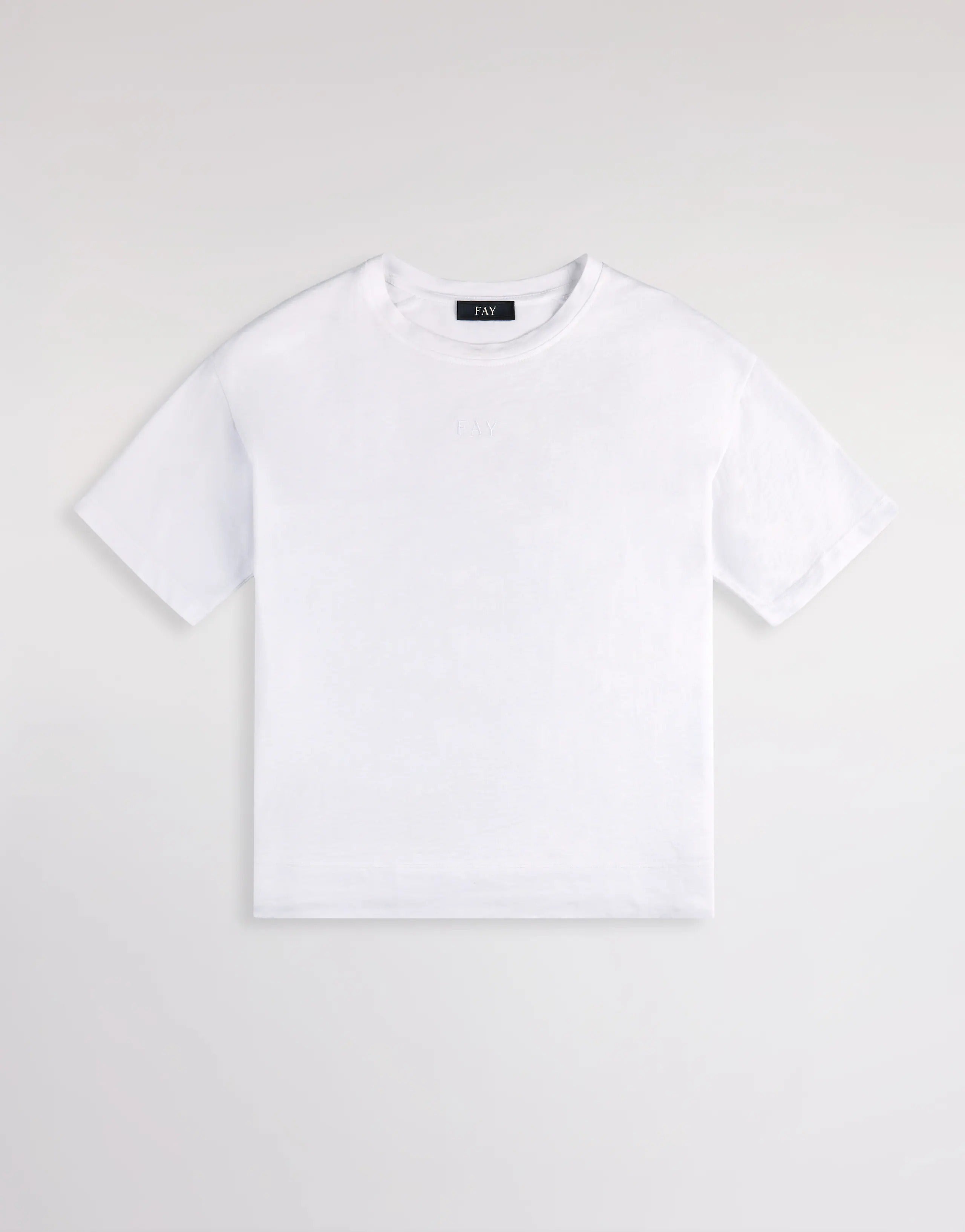 FAY T-shirt Donna Jersey Cotone Ricamo Logo-Bianco