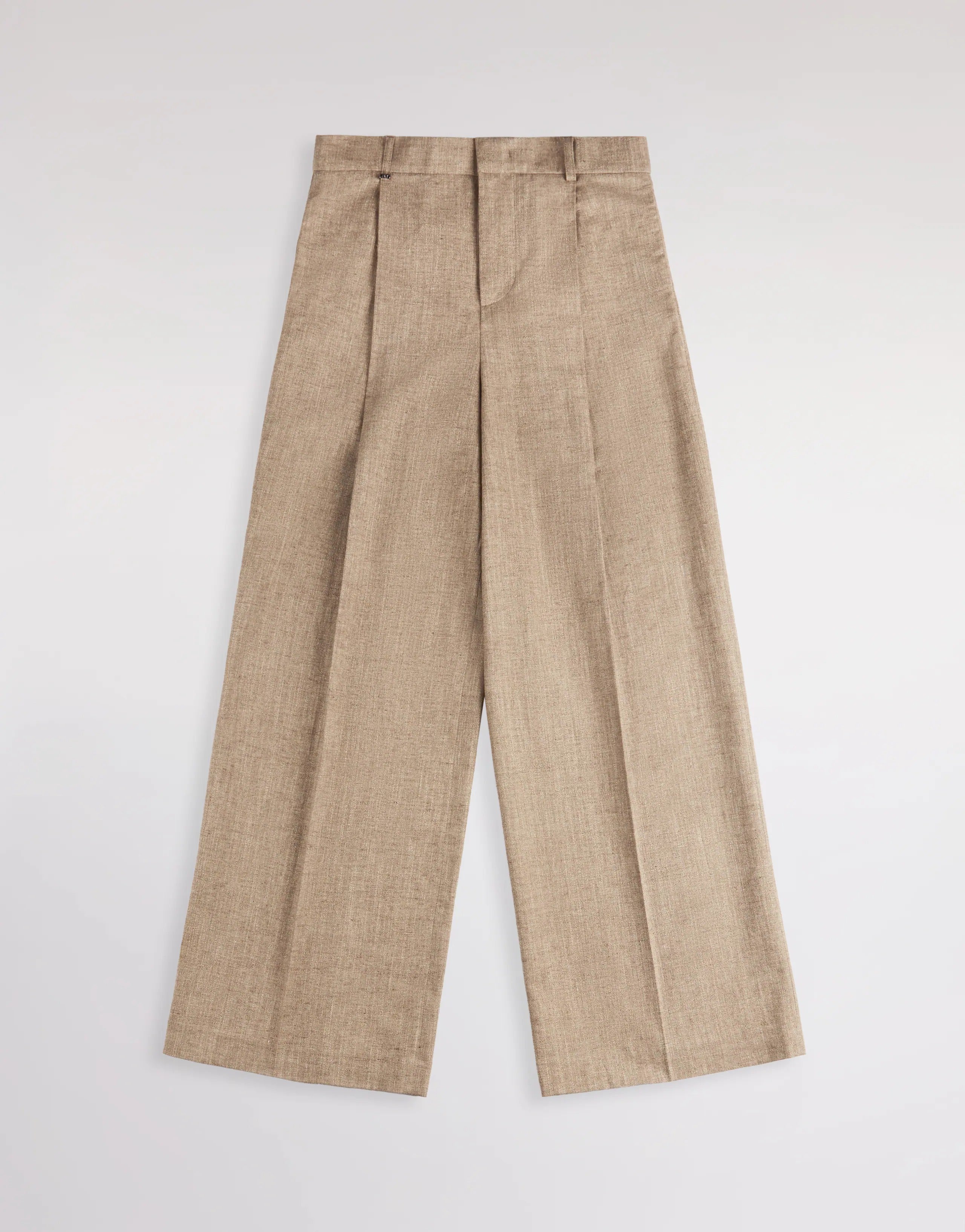 FAY Pantalone Donna Micro-Herringbone Cotone Lino-Beige