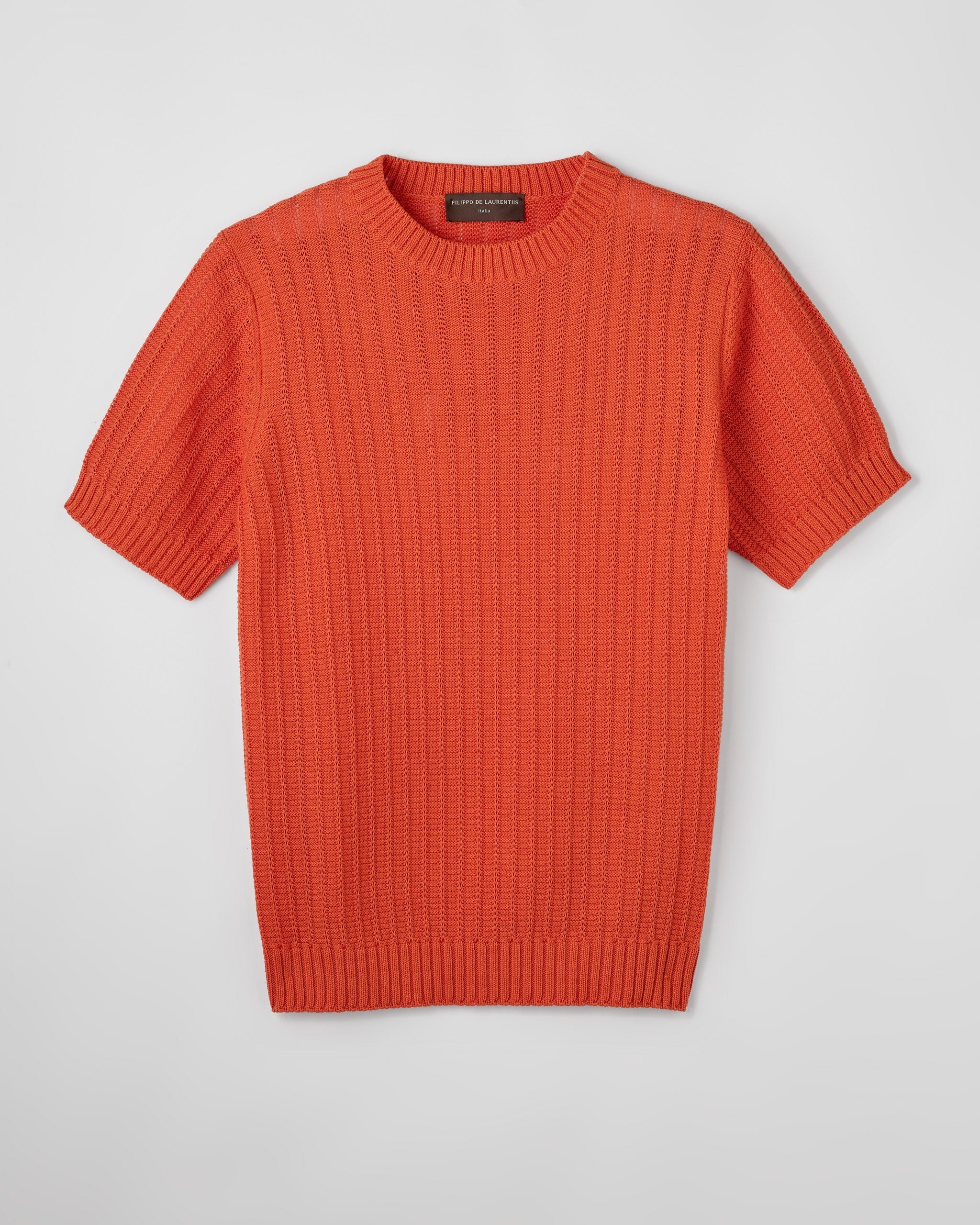 FILIPPO DE LAURENTIIS Maglia Uomo Cotone Mercerizzato Coste-Arancione